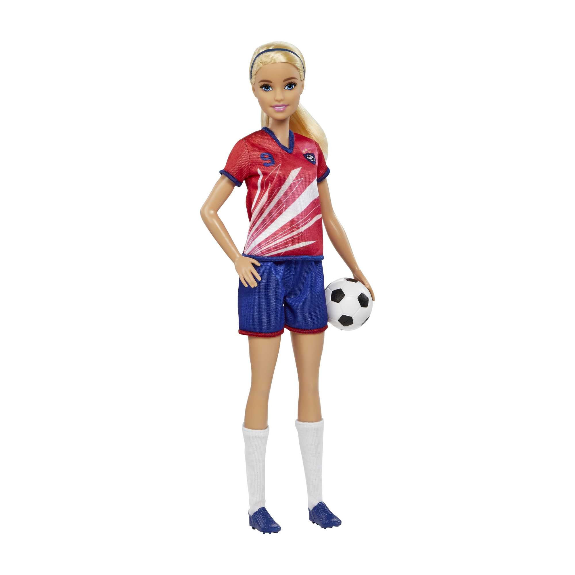Barbie Soccer Player Doll with Blonde Ponytail, #9 Uniform, and Sports Accessories (11.5 in) s4c8k