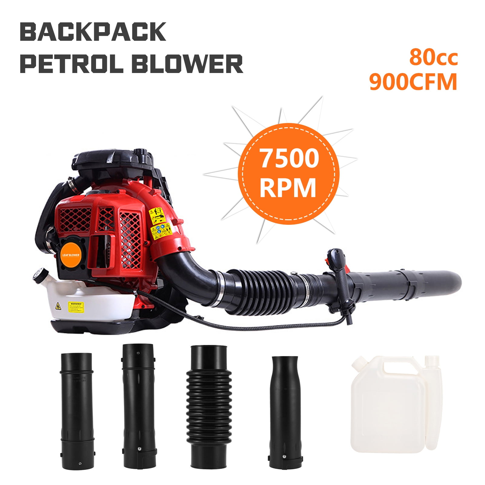 Wharick 80cc Backpack Leaf Blower, 900CFM Gas Powered 2-Stroke Engine for Lawn and Snow Clearing (80cc, 900CFM) 72ree