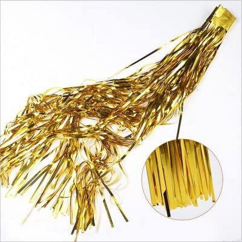 WATTNE Metallic Foil Fringe Curtains, Shiny Tinsel Photo Booth Backdrop for Party Decorations (Gold, 3 Pack, 3.3 ft x 6.6 ft) 43oyq