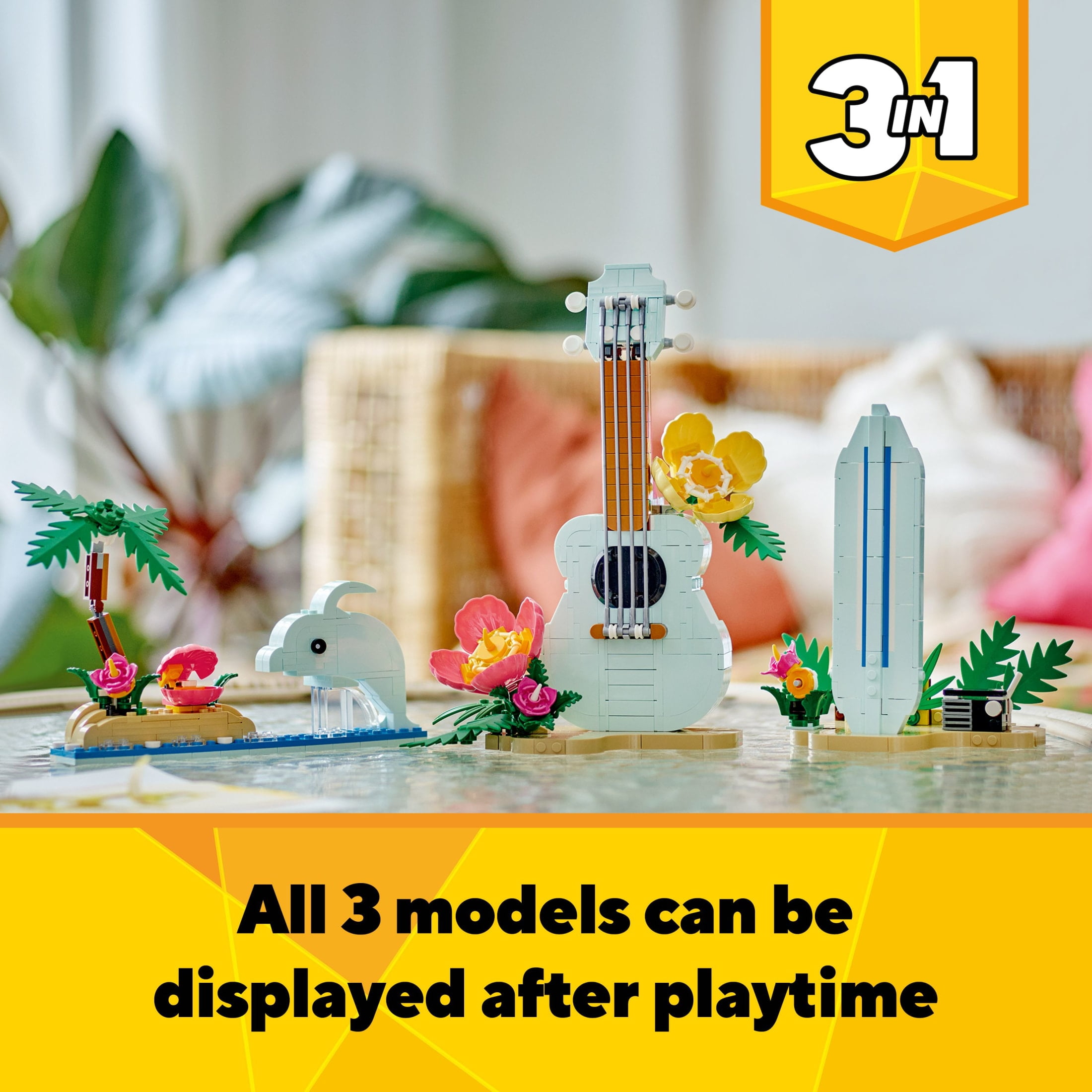 LEGO Creator 3-in-1 Tropical Ukulele Building Set, Beach-Themed Creative Construction Toy for Kids (Multicolor, 387 Pieces) ykvie
