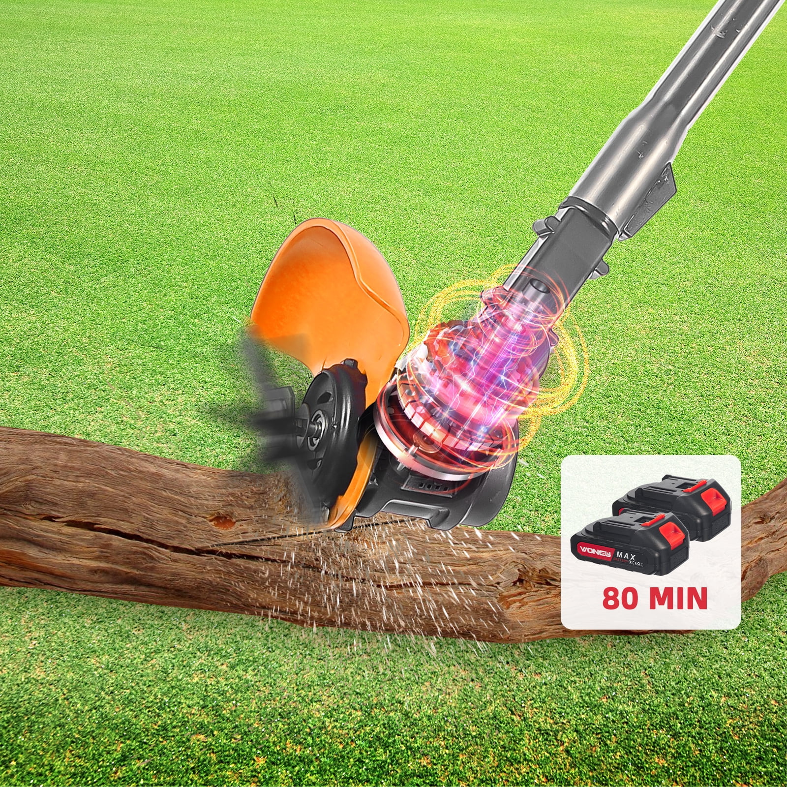 JahyShow Cordless Electric Grass Trimmer, Lightweight Weed Wacker with 2 Batteries and Charger (Black, 11.8 in) bwfzz