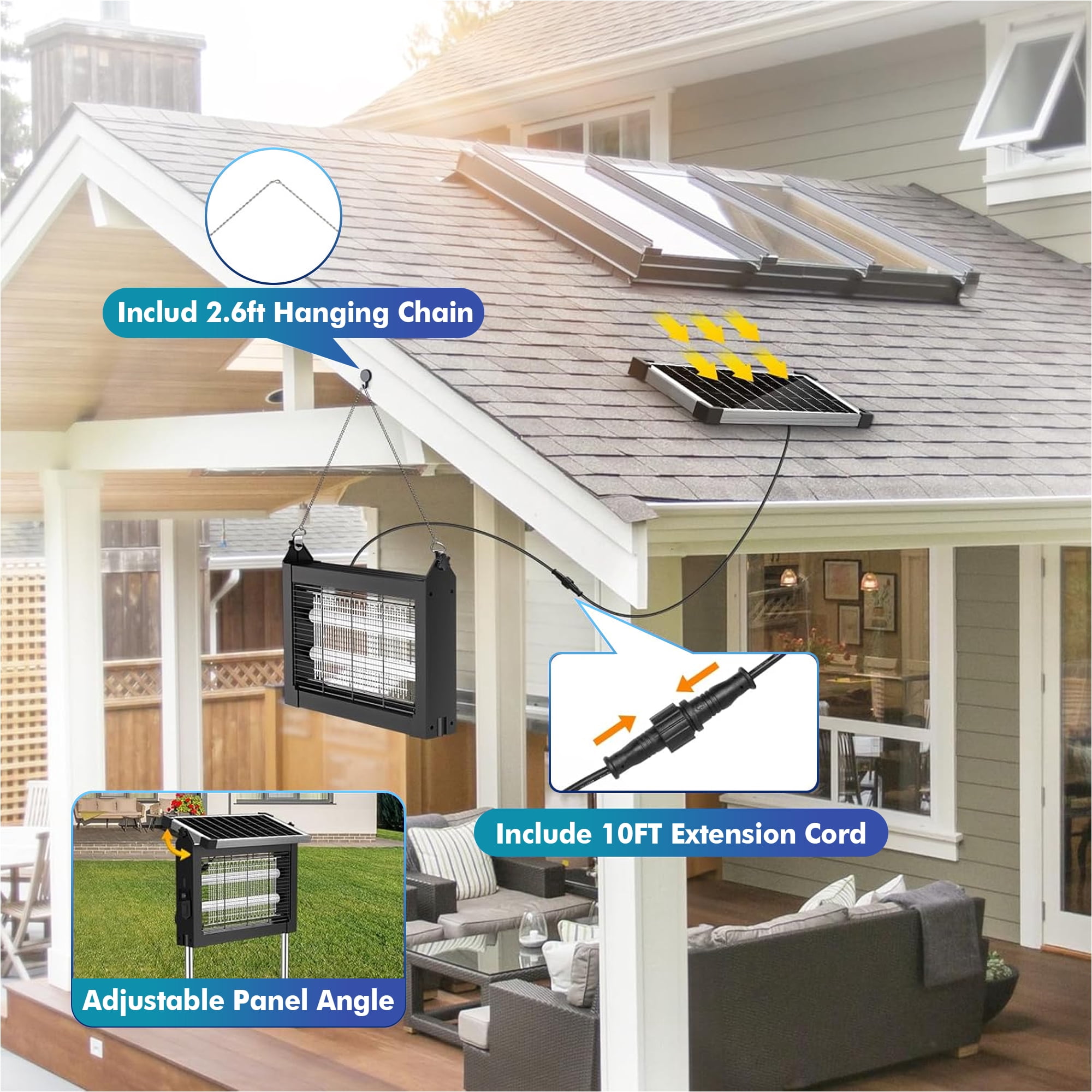REPPISS Solar Bug Zapper Outdoor, Waterproof Mosquito & Fly Killer Lamp for Garden and Patio (1 Acre Coverage) cyn8r