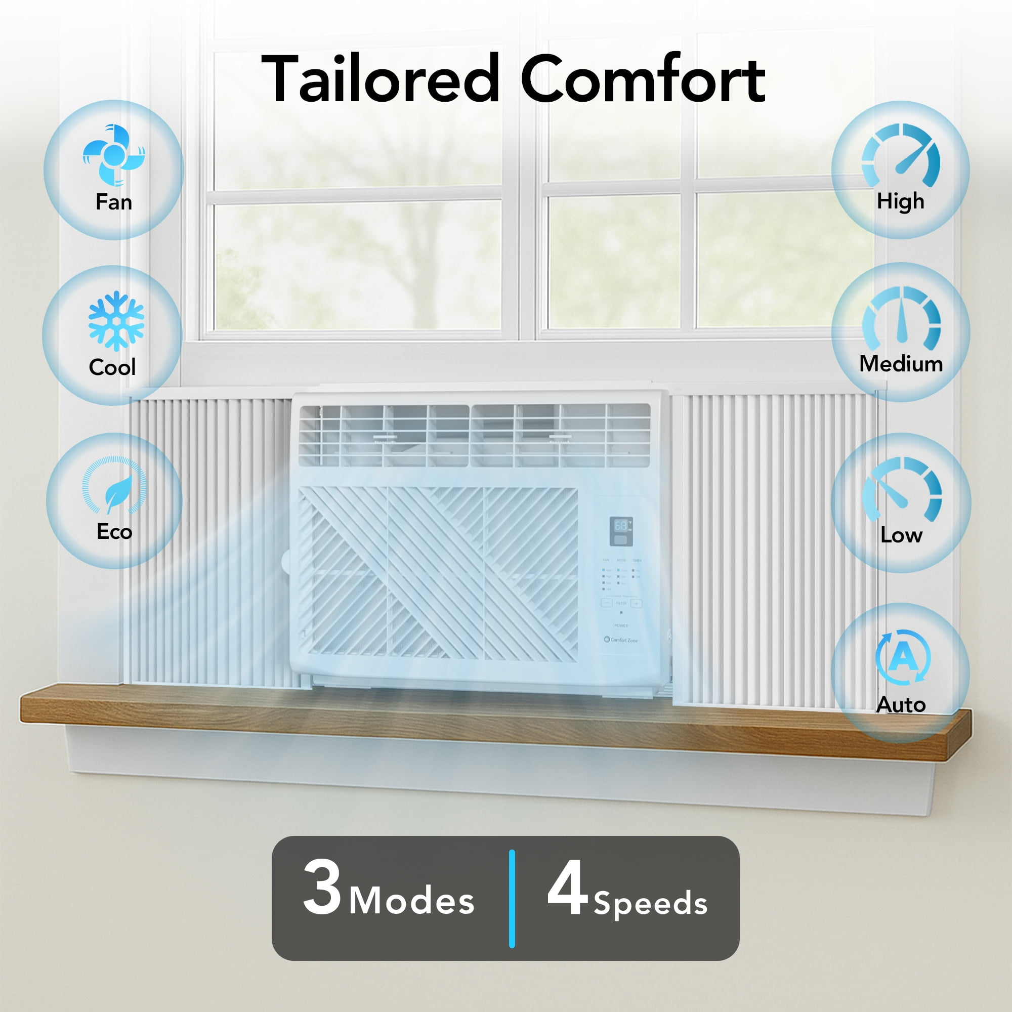 Comfort Zone 5,000 BTU Window Mounted Air Conditioner with Remote Control (White, 250 sq ft) y682z