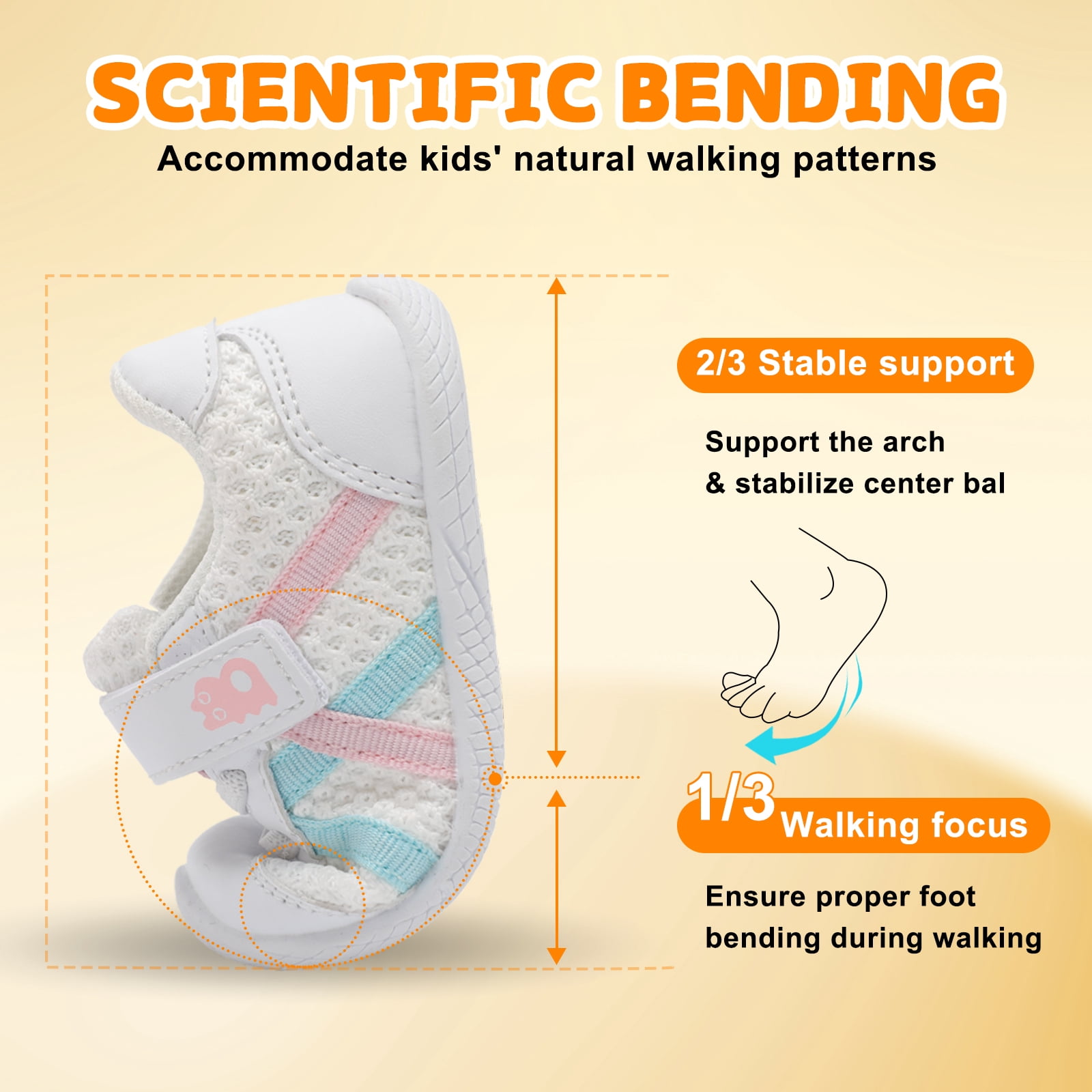 Barerun Toddler First Walking Sneakers Lightweight Breathable Mesh Shoes (White, 5 in) v4ulh