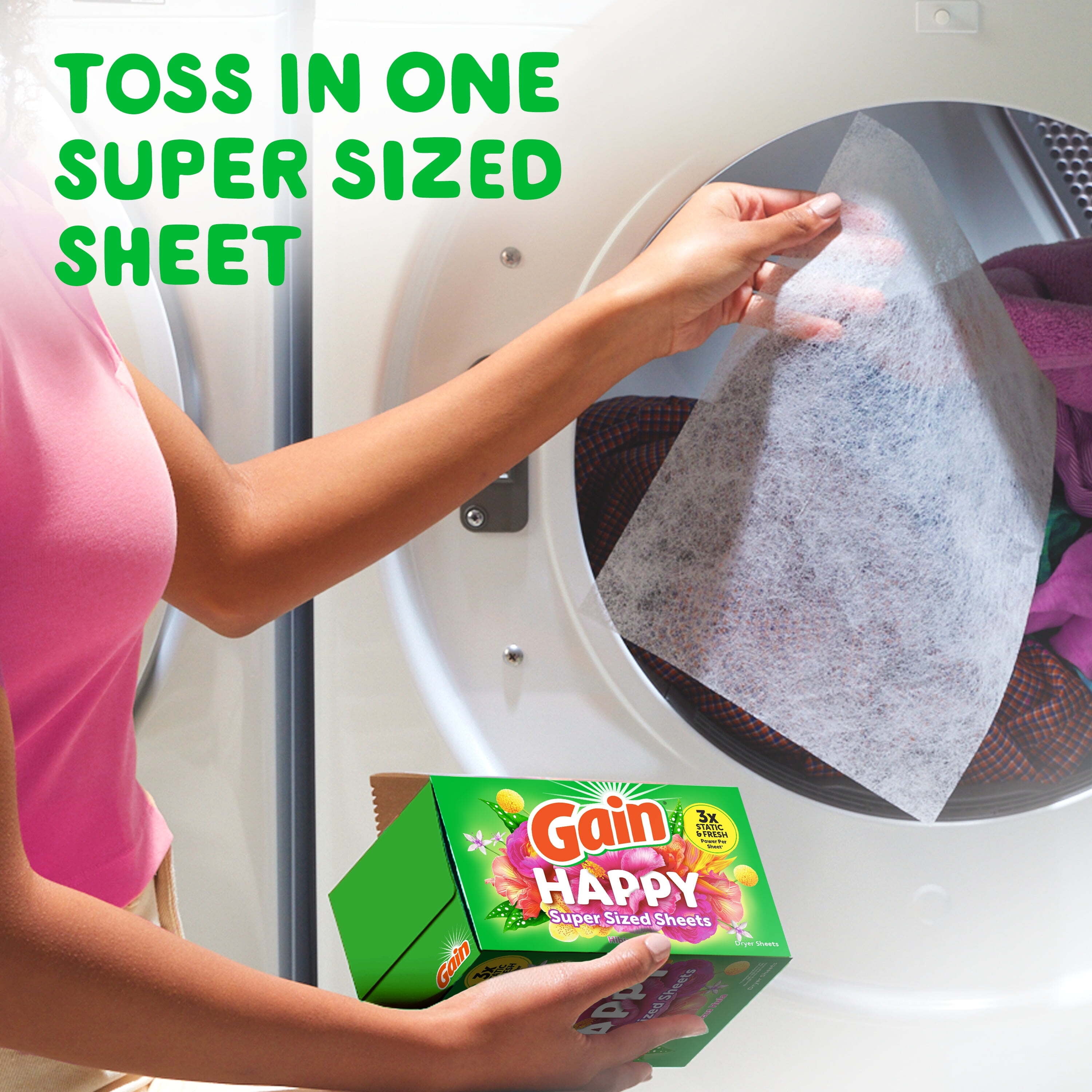 Gain Dryer Sheets, Hibiscus Hula Scent, Static-Fighting Fabric Softener (60 Count) qk4vi