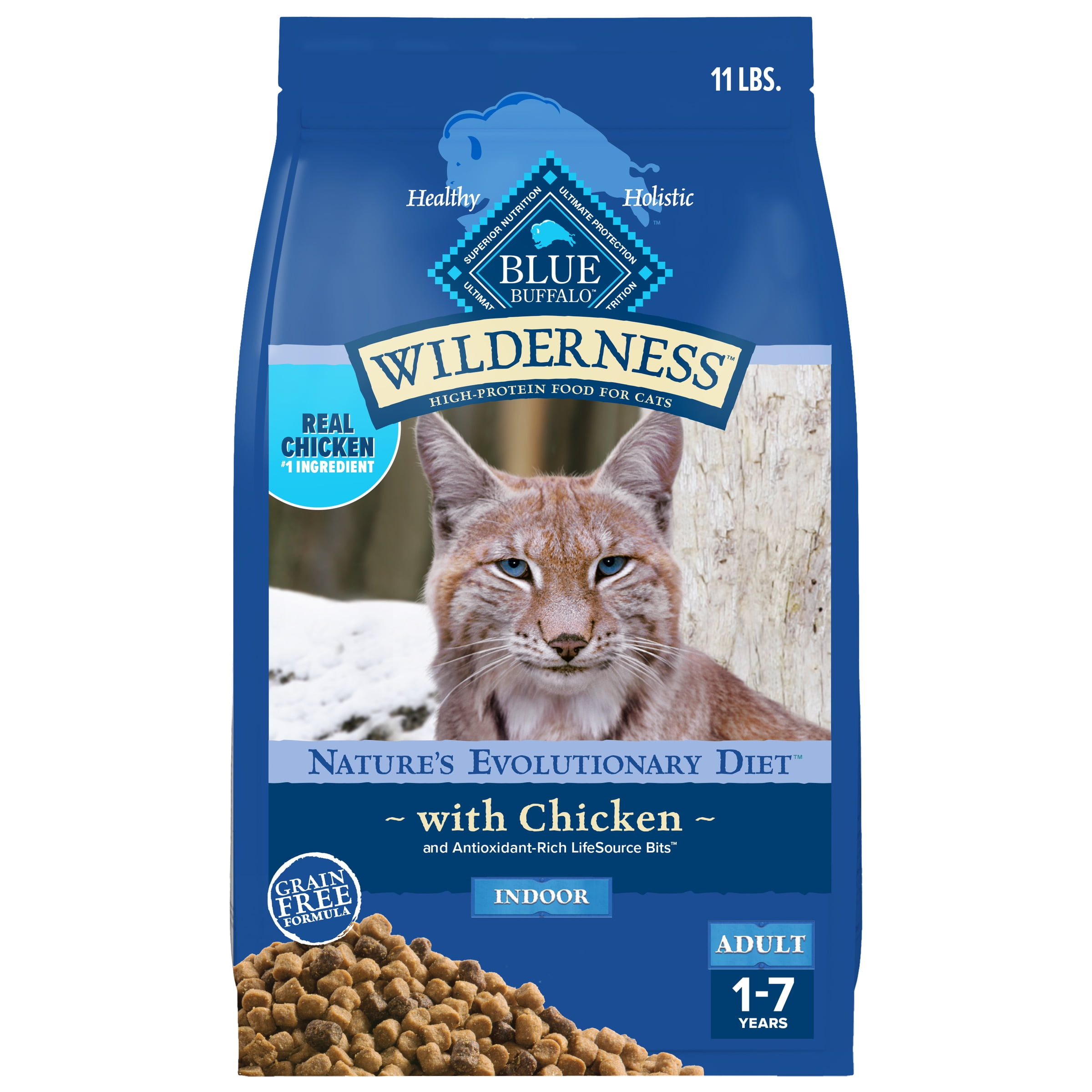 Blue Buffalo Wilderness High-Protein Grain-Free Dry Cat Food (Chicken, 11 lb) 26zfs