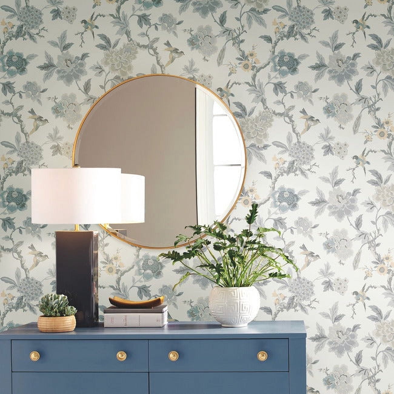 RoomMates Waverly Candid Moments Peel and Stick Wallpaper (Red, 18 in x 18.86 ft) dgpmx