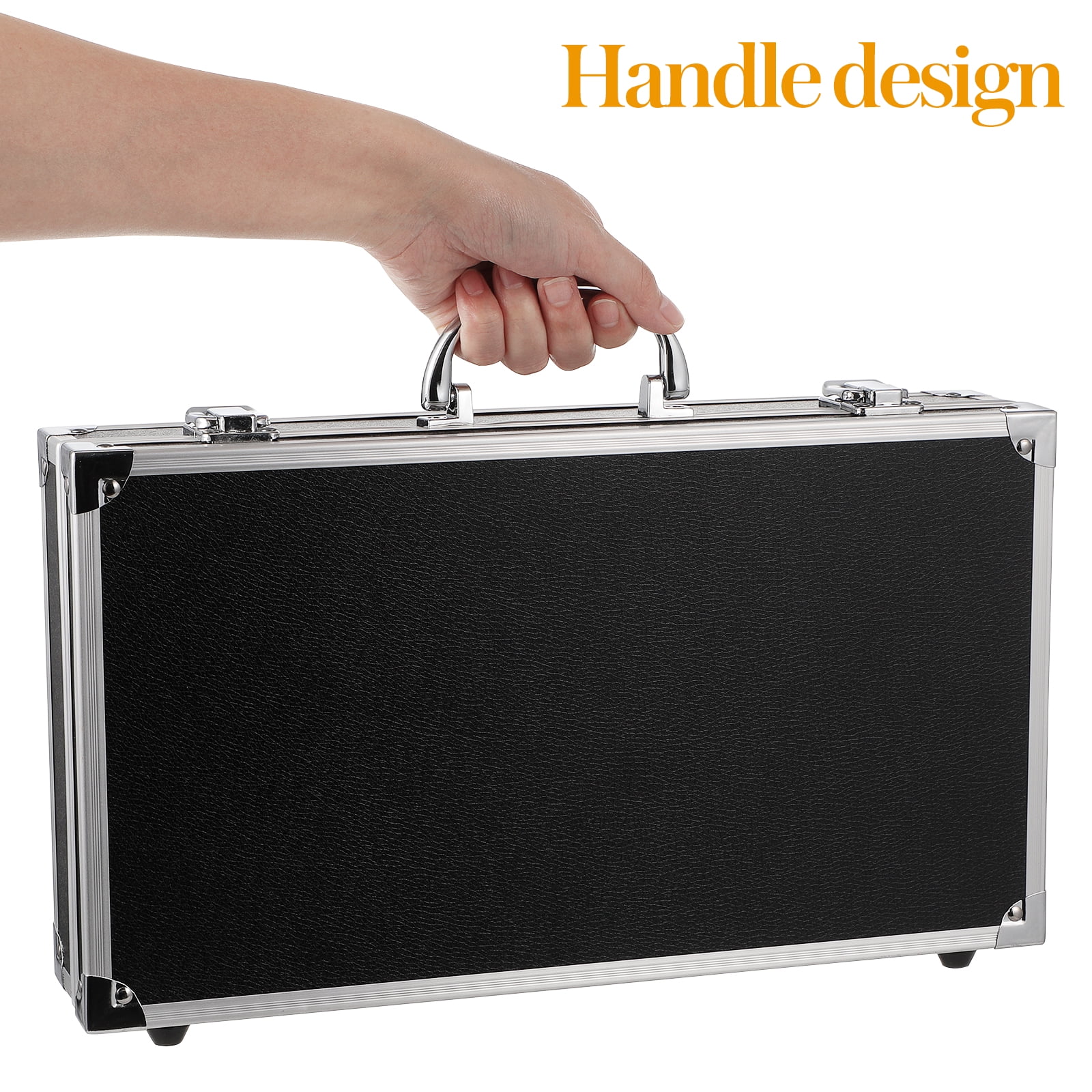 Qifull Lockable Aluminum Alloy Carrying Case, Secure Medicine Box with Combination Lock, Shockproof Storage Organizer (Black, 14.15 x 7.86 x 2.95 in) 0z0yk