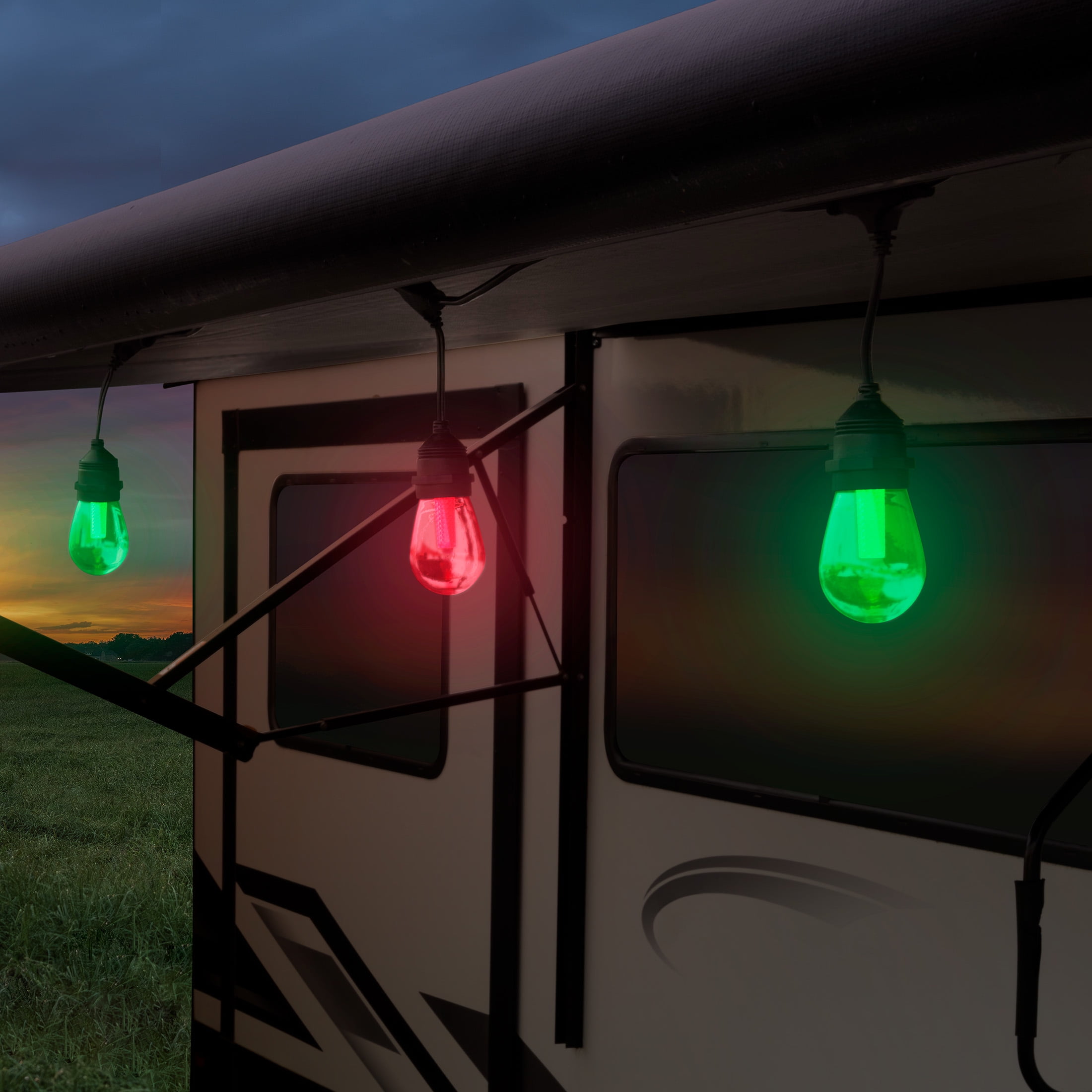 Auto Drive LED String Lights, Color Changing Shatterproof Outdoor Lighting with Remote Control (12 Count) jwk2p