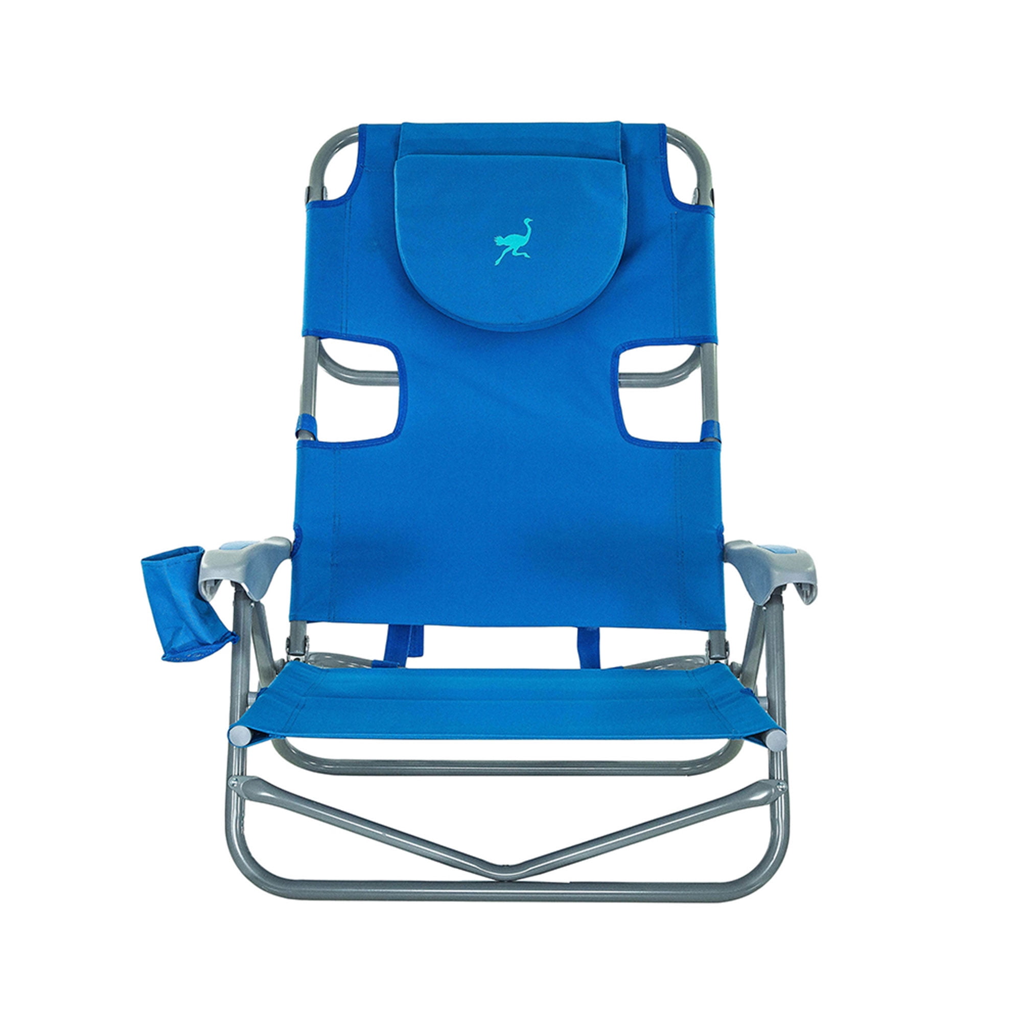 Ostrich On-Your-Back Outdoor Reclining Beach Chair with Face Cavity (Blue, 46 x 24 x 33 in) fw156