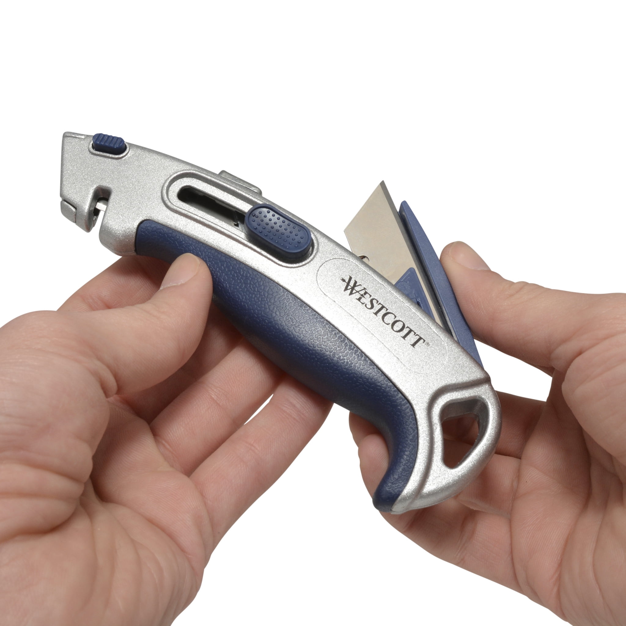 Westcott Heavy Duty Utility Cutter with Self-Retracting Blade (Silver, 1-Count) ncaml