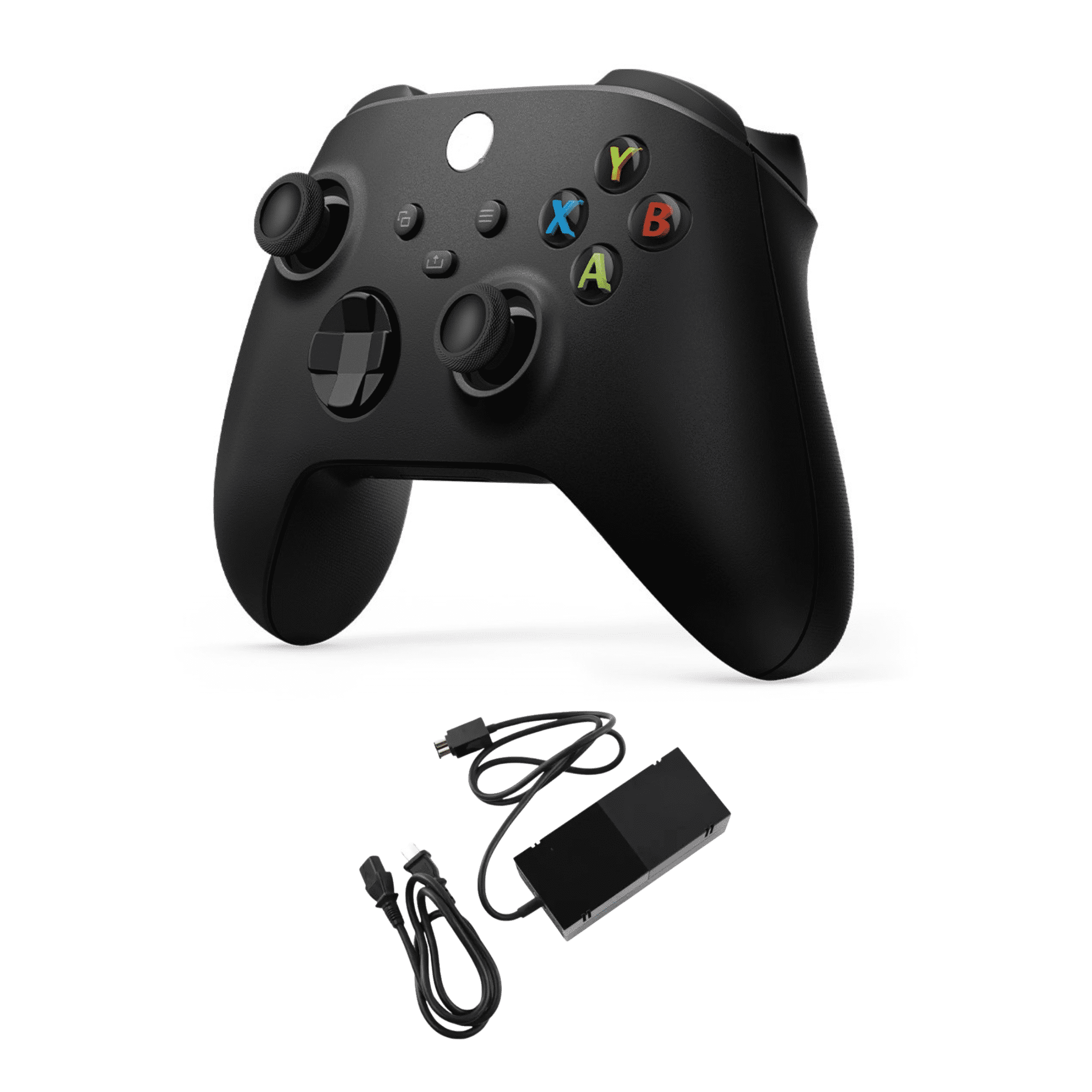 RetroFam Wireless Controller for Xbox One Replacement Accessory Bundle with HDMI and Power Supply (Black, 3-Piece Set) 3fp6n