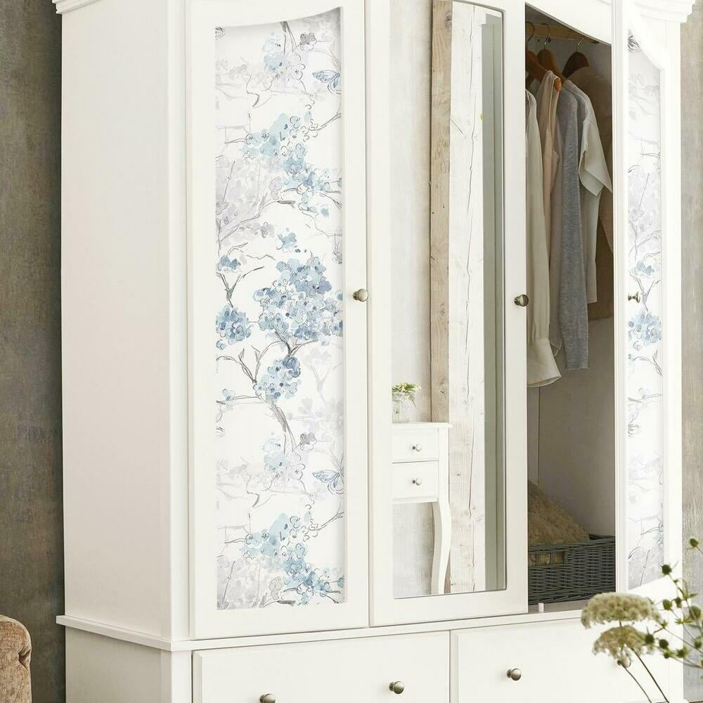 RoomMates Spring Cherry Blossoms Peel and Stick Wallpaper (Blue, 18 in x 18.86 ft) hohn8
