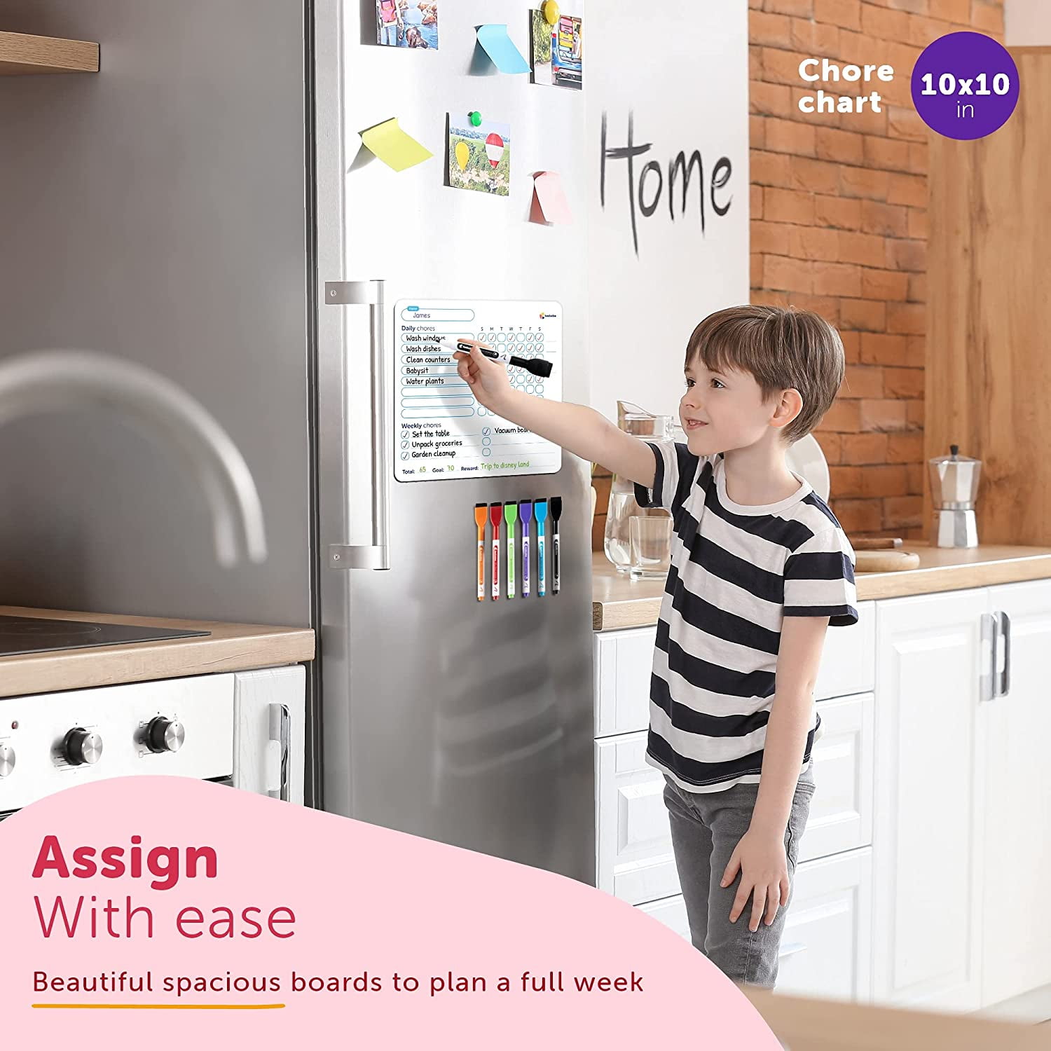 KEDUDES Magnetic Dry Erase Whiteboard Set with Colored Markers and Eraser Caps (White, 10 in x 10 in) 9zqhp