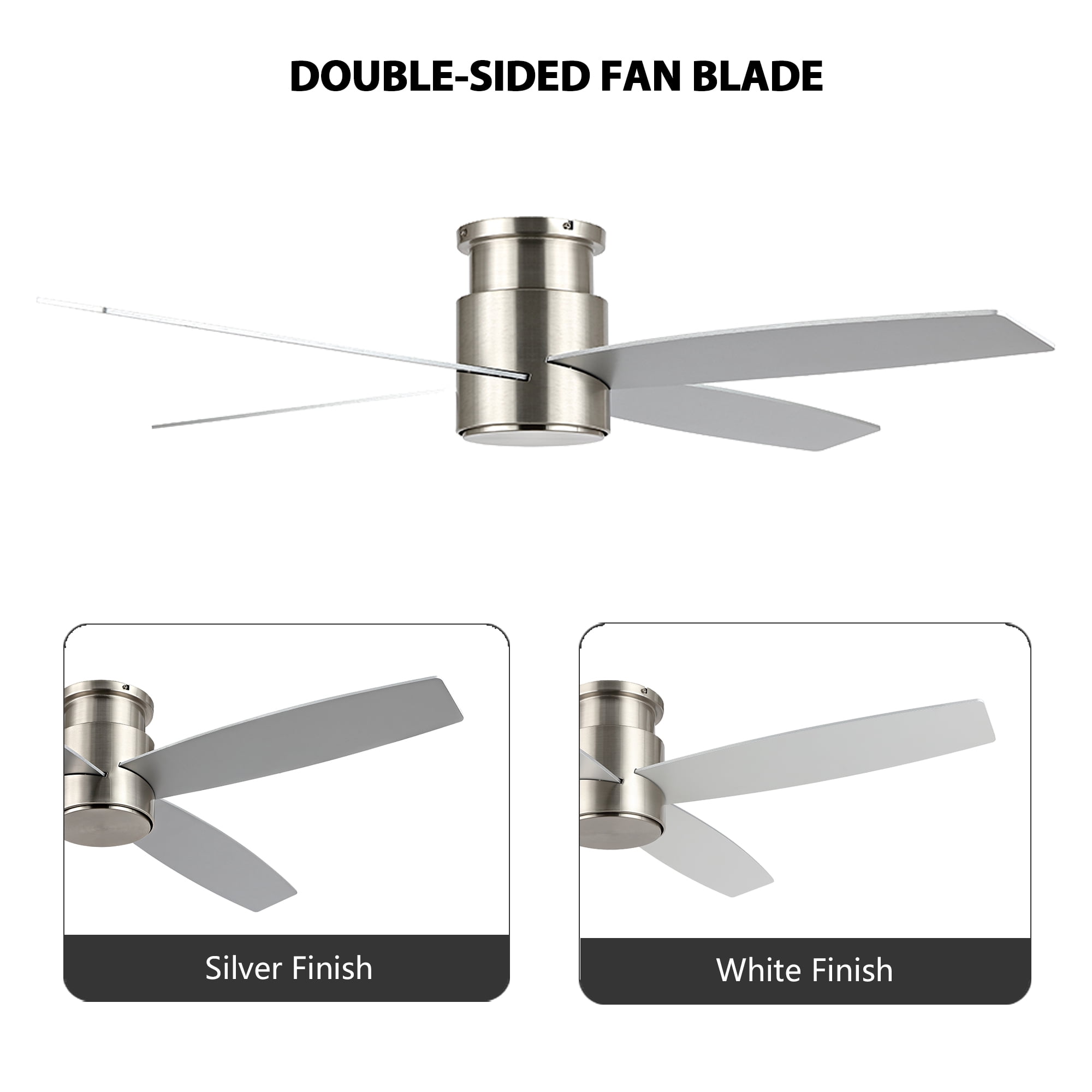 LEDET 52 in. Reversible Blade Ceiling Fan with Remote Control (Nickel and White, 52 in.) u7mwj