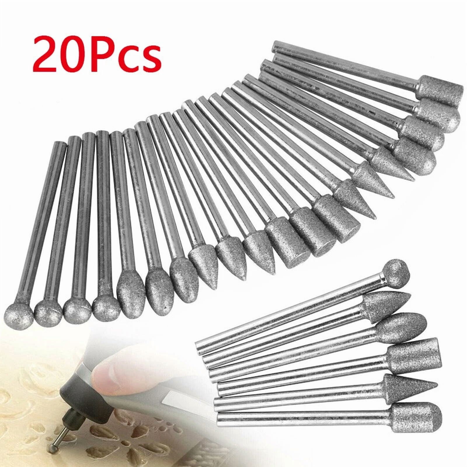 Rhea Diamond Burr Drill Bit Set for Rotary Tools (20 Pieces) 53vgc