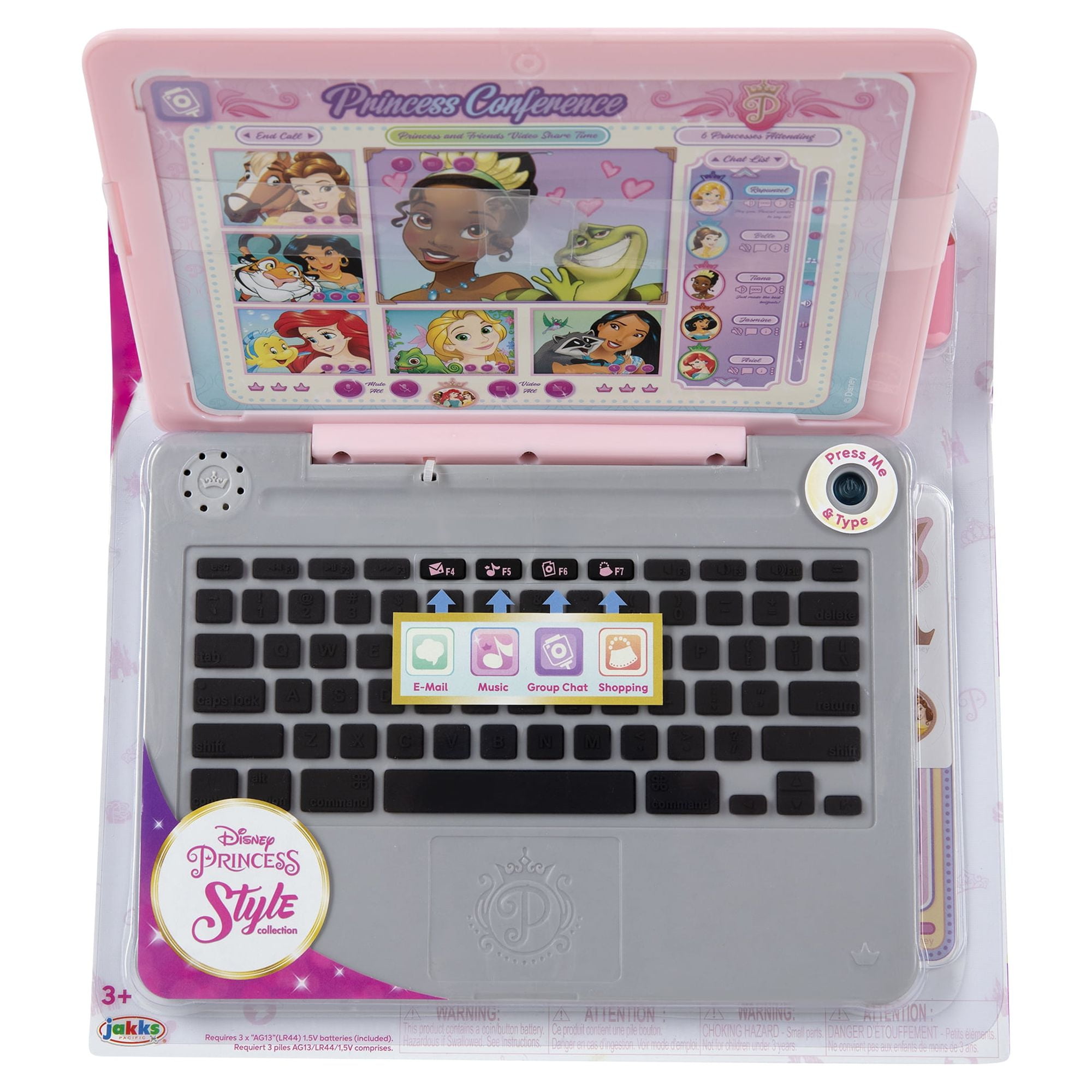 Disney Princess Style Collection Pretend Laptop with Play Earbuds (Pink, 1 Set) 8d370