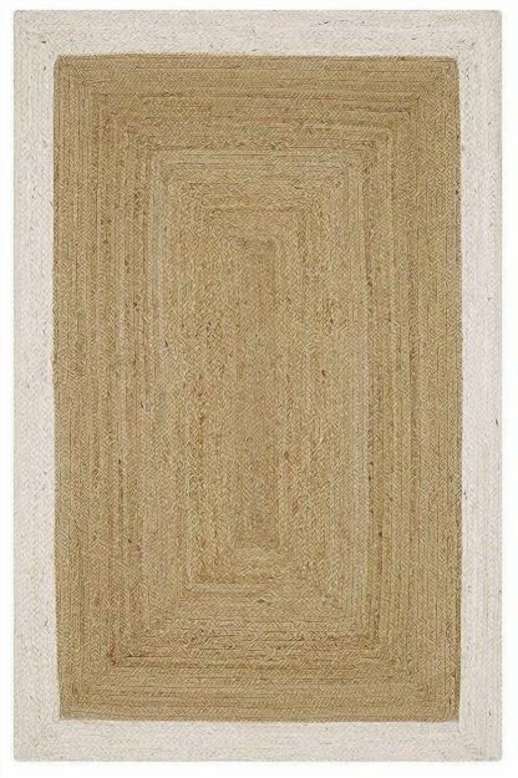 ColorFullHouse Handmade Braided Jute Area Rug, Natural Fiber Floor Decor Carpet (White, 2 ft x 4 ft) 9qtjc