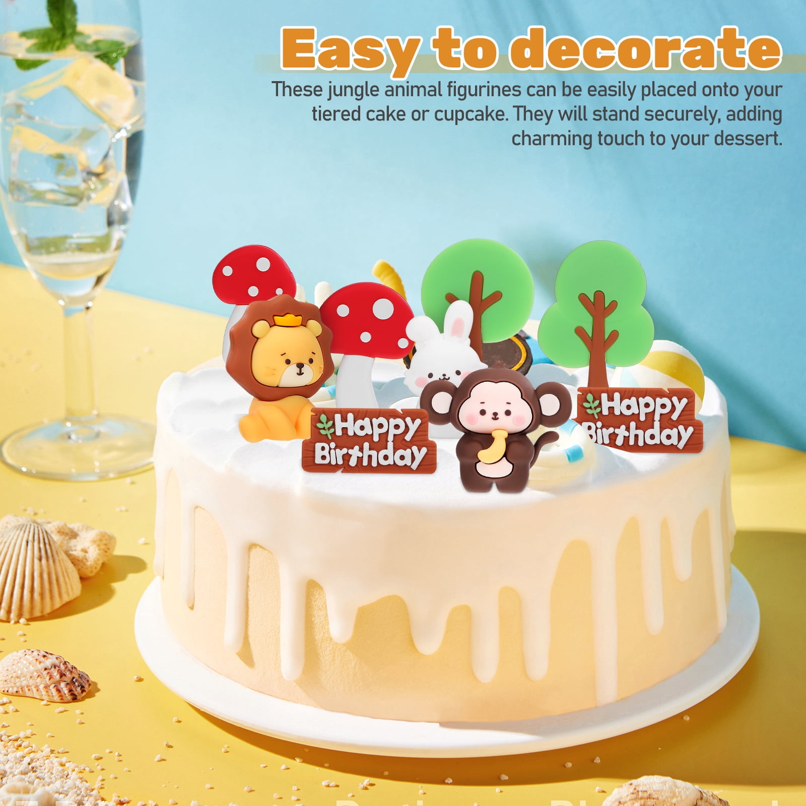 Oraceous Jungle Animal Figurines Cake Toppers Set for Birthday Party and Baby Shower (Multi-Color, 1 Pack) rns3h