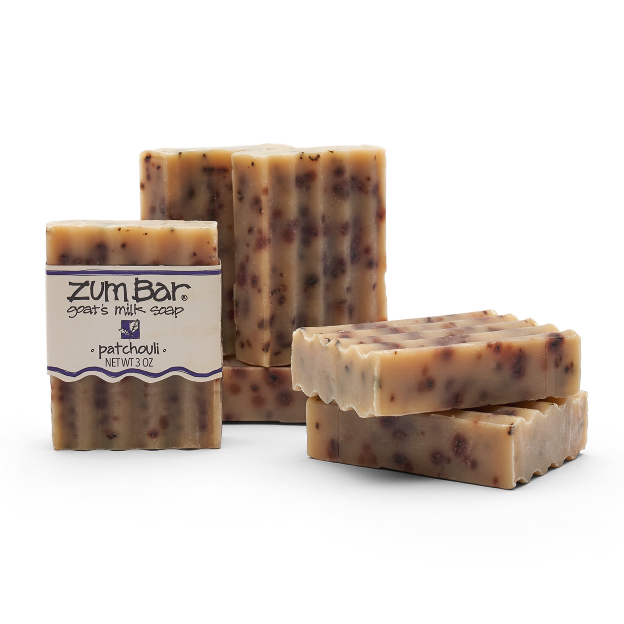 ZUM Goat's Milk Soap Bar, Patchouli Scented Moisturizing Cleanser (3 oz, 6 Pack) zmfc0