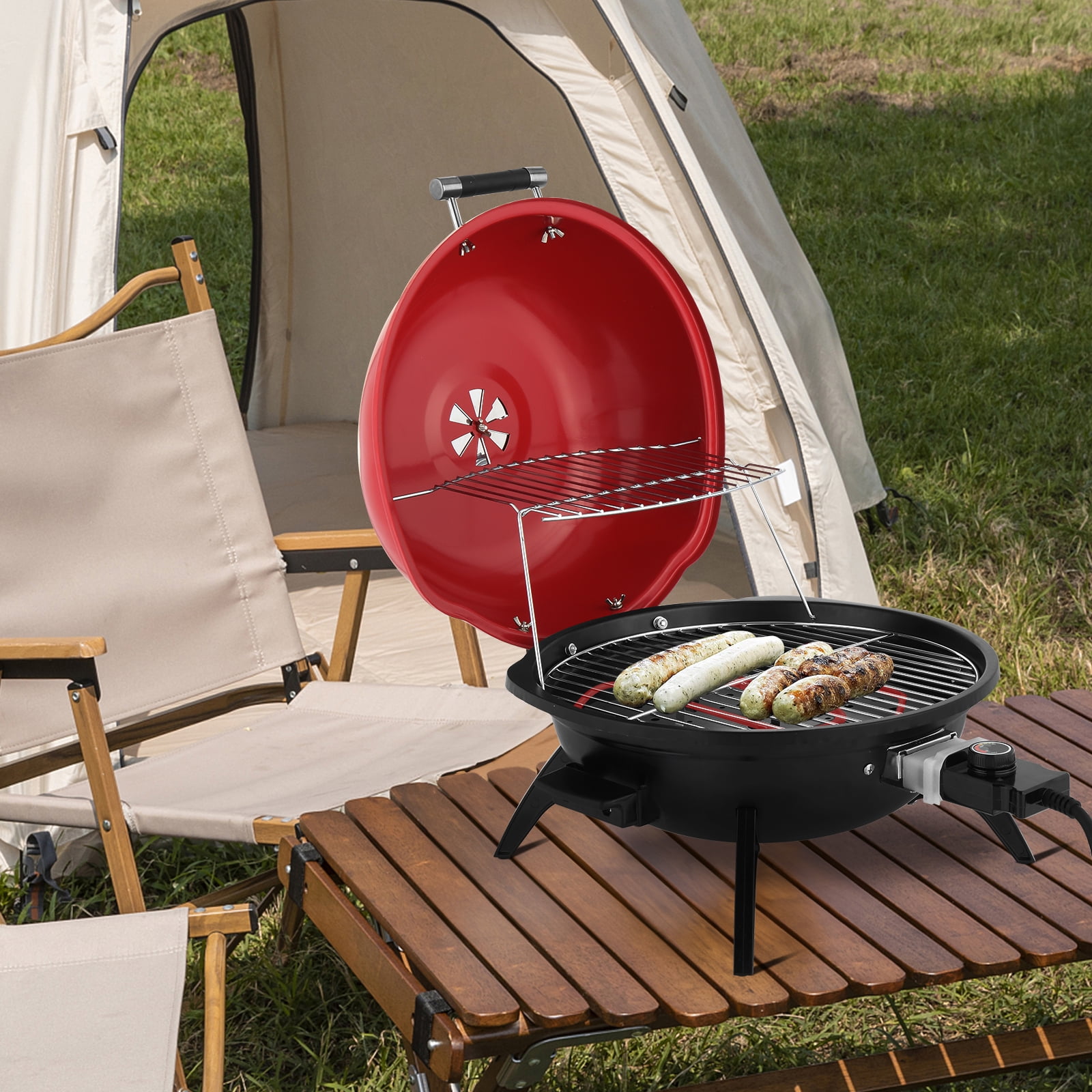 BAYUELSWU Electric BBQ Grill, Portable Tabletop Barbecue with Precise Temperature Control (Black, 1600W) s03jz