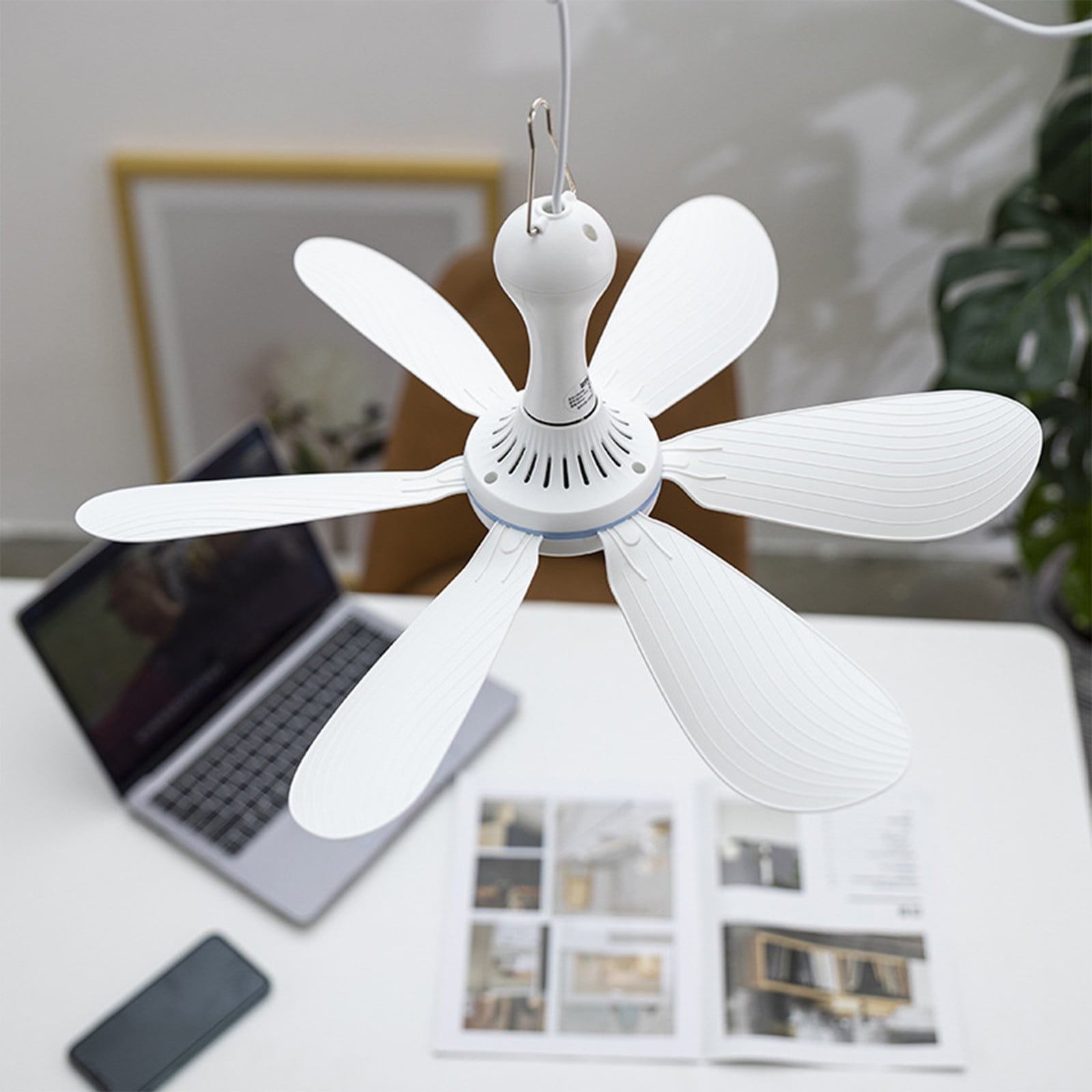 SuoKom Portable Ceiling Fan for Camping and Outdoor Tents (White, 1 Pack) 5h852