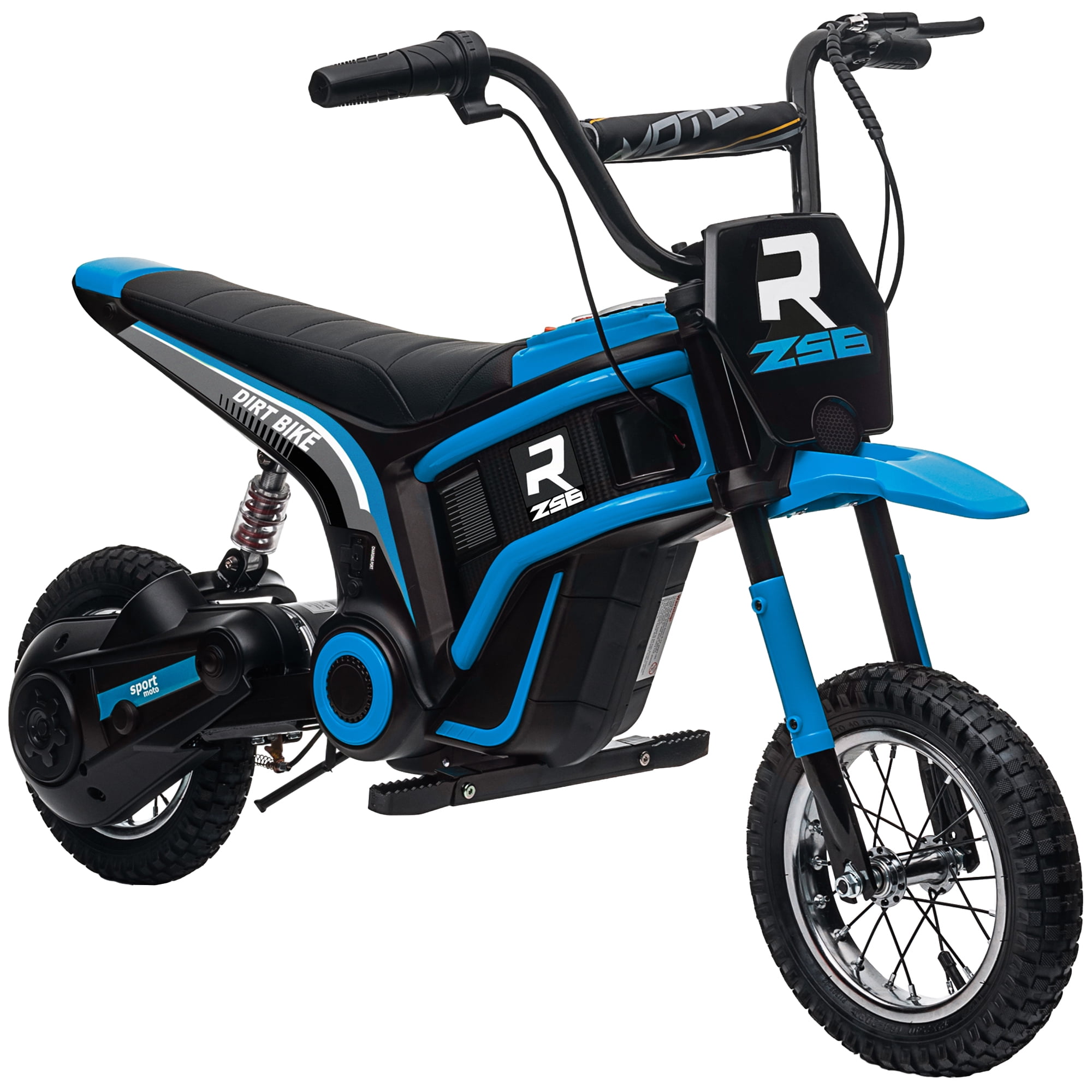 Aosom RZ56 350W Electric Powered Mini Bike, Variable Speed Motorized Dirt Bike for Teens (Blue, 12 in Wheels) xnpha