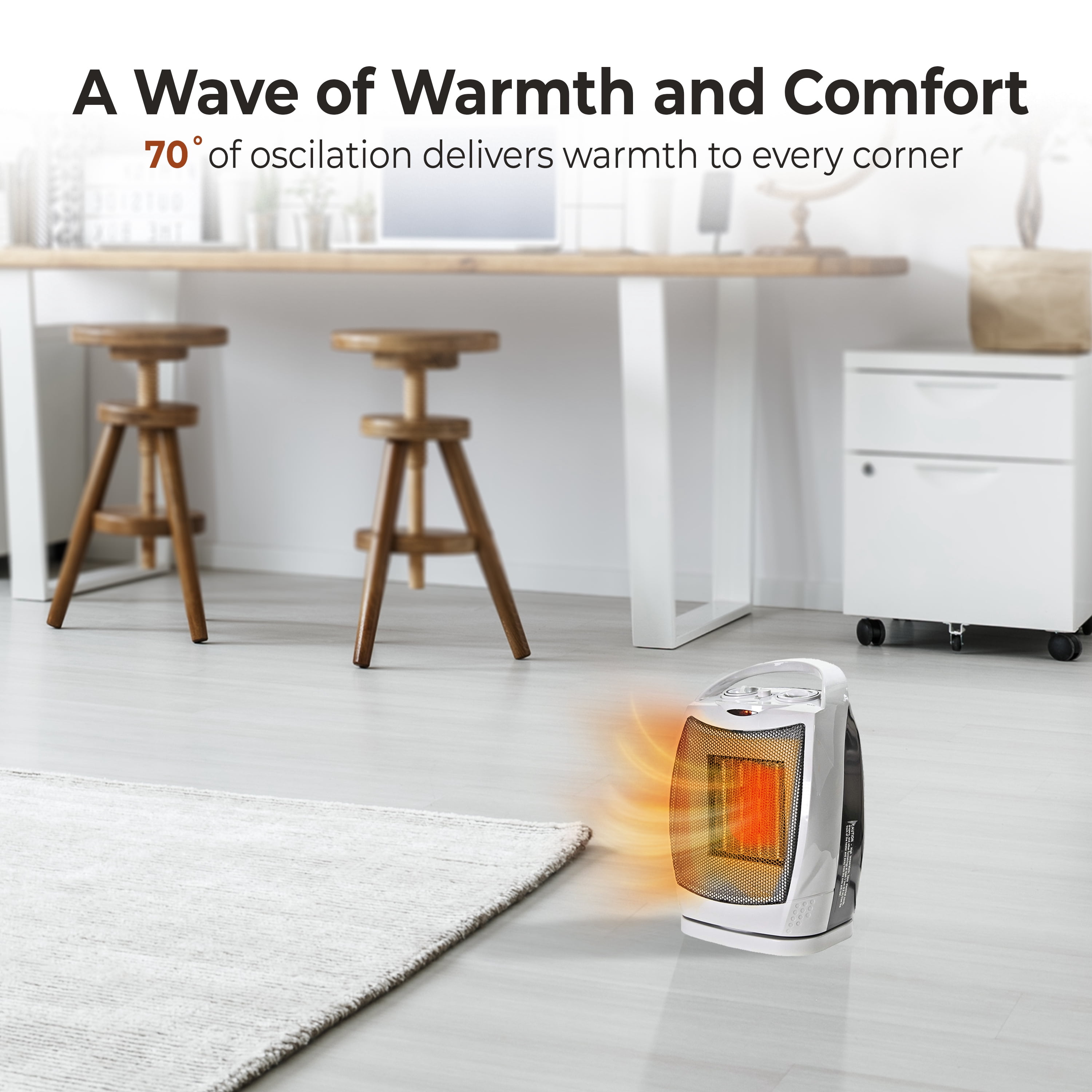 Comfort Zone Oscillating Desktop Space Heater (Silver, 150 sq ft) 0z9qn