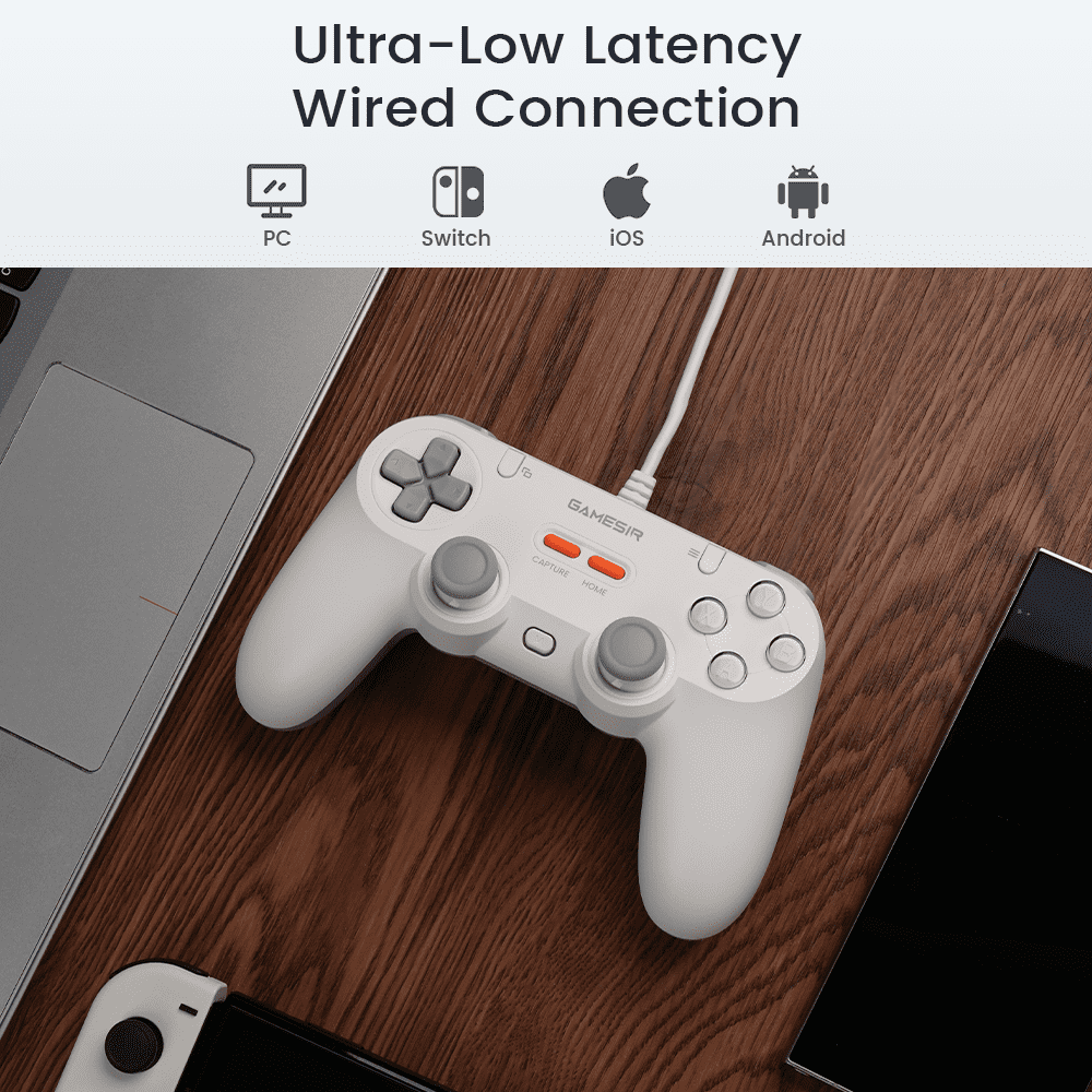 GameSir Tegenaria Lite Wired Gaming Controller with Hall Effect Sticks and Mappable Back Buttons (White) phj2b