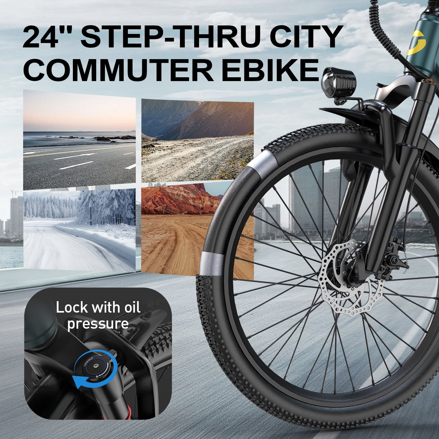 Unibike Electric Mountain Bike for Adults, 400W Motor with 7-Speed Shimano Gear System (Blue, 24 in) pyf4k