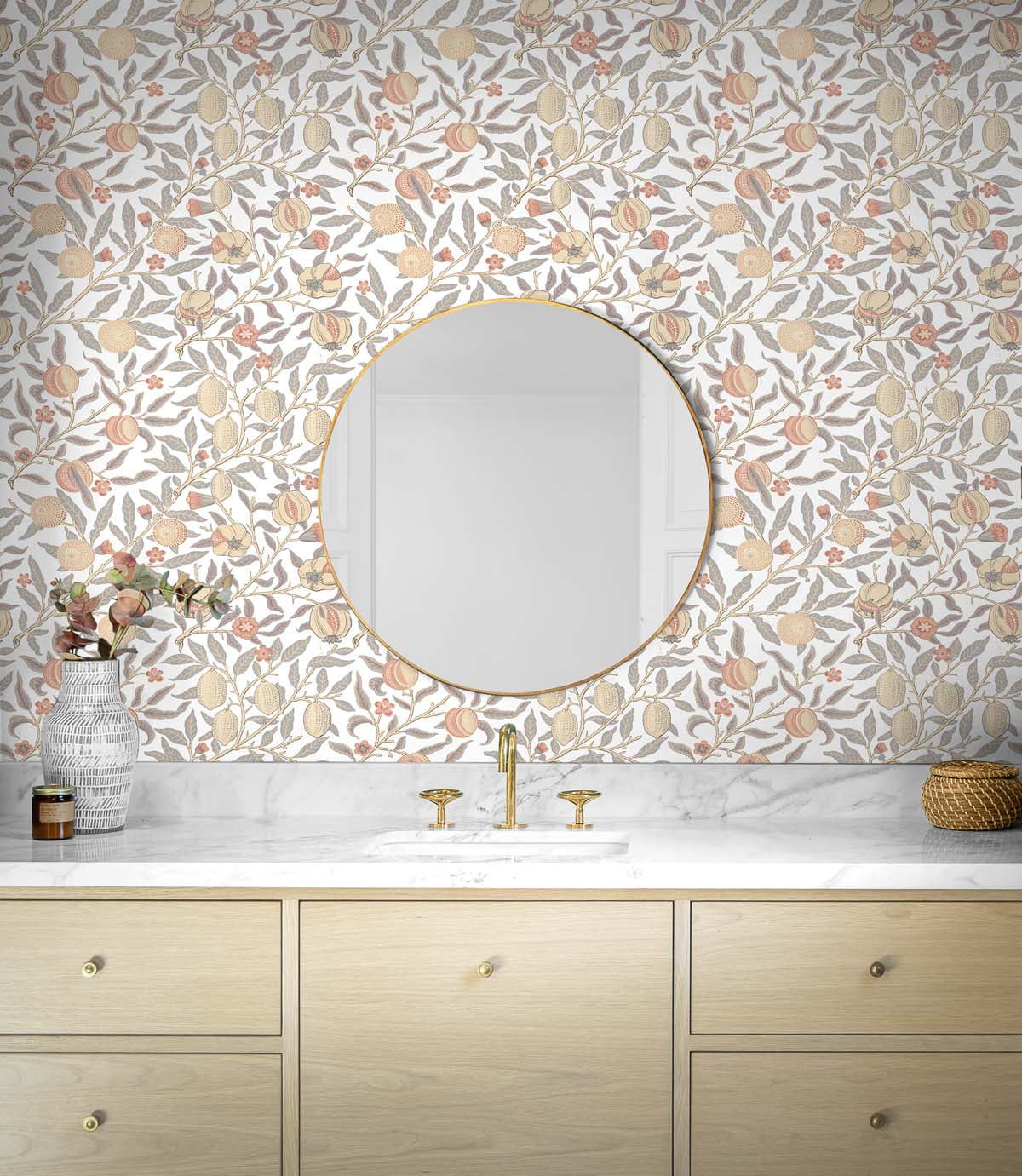 NextWall Pomegranate Peel and Stick Wallpaper (Daydream Grey & Melon, 20.9 in. W x 18 ft. L) e75d9
