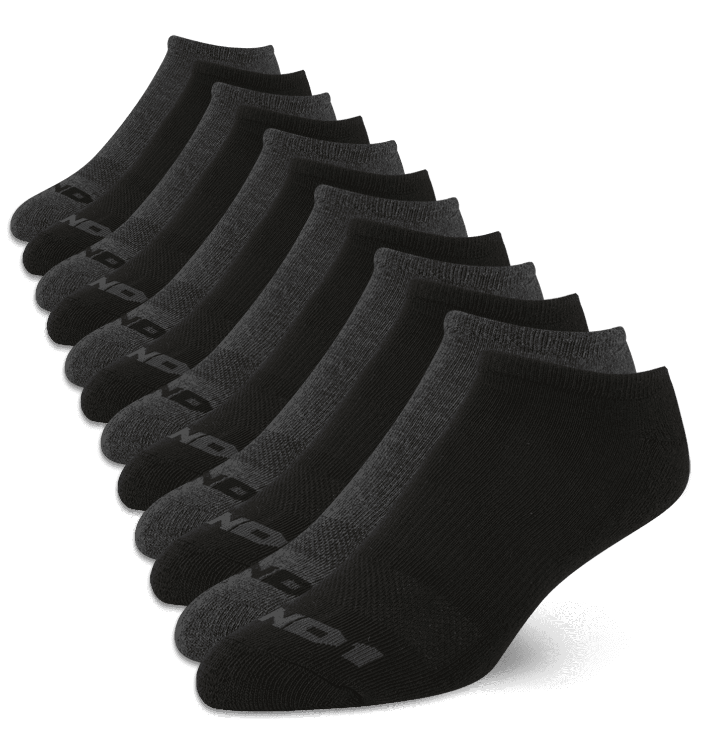 AND1 Men's Cushion No Show Socks, Arch Support Athletic Performance (Black, 12 Pack) ap2nb