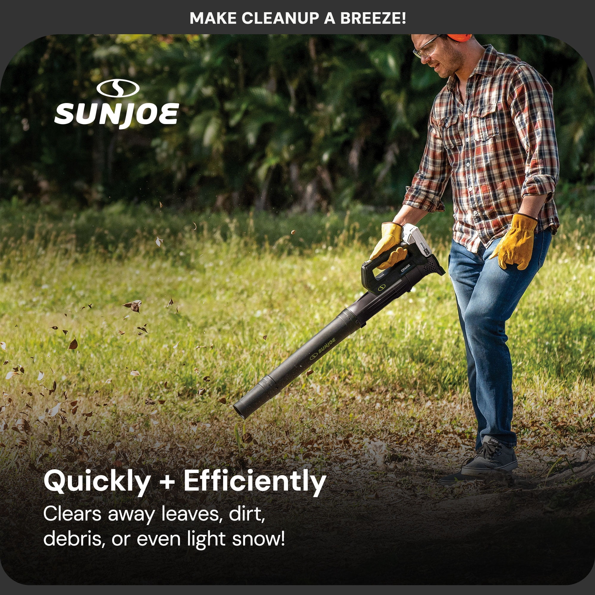 Sun Joe 24V Cordless Jet Leaf Blower, Compact Turbine Design for Yard Cleanup (Black, 5.4 lb) xc75h