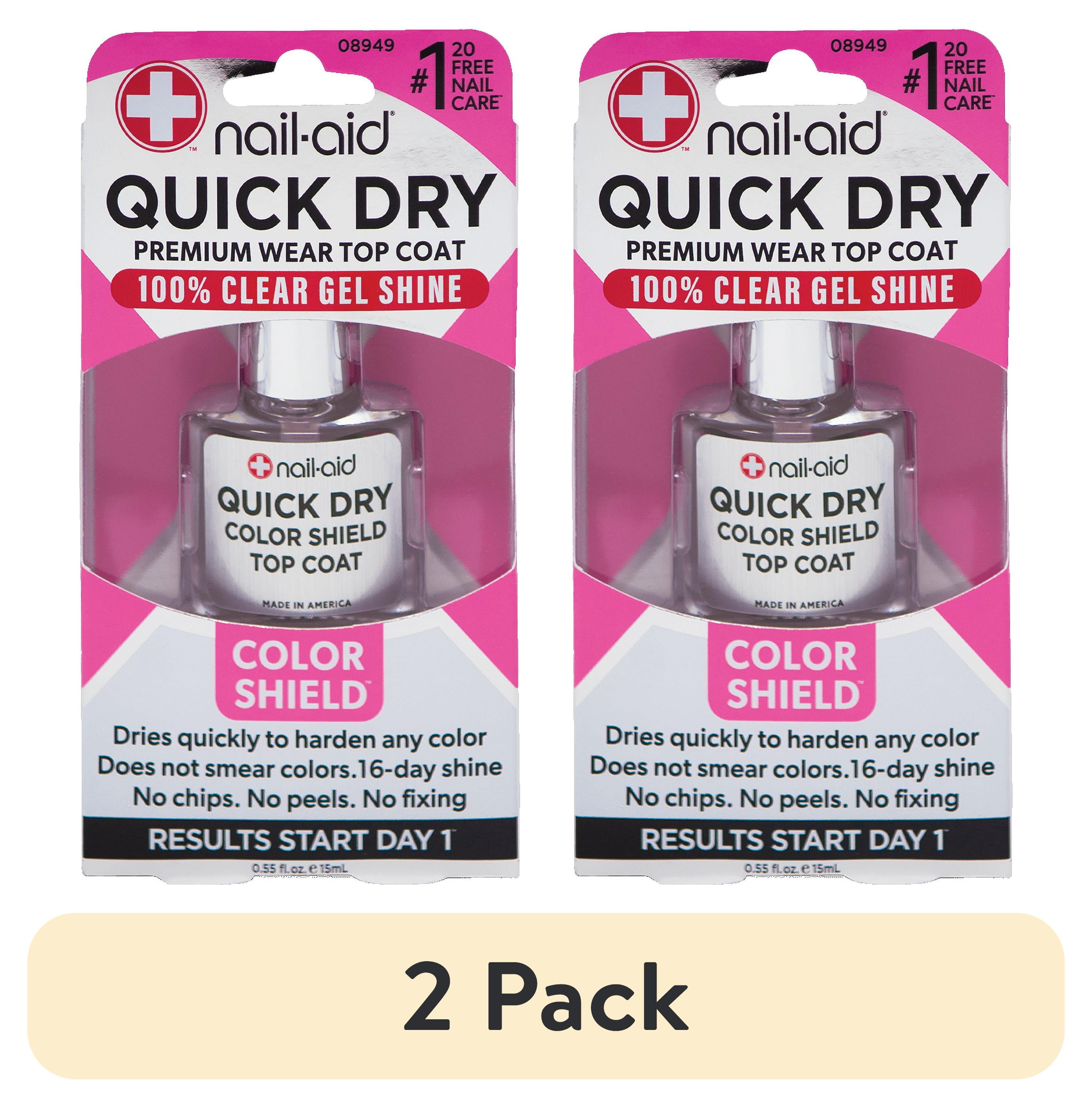 Nail-Aid Quick Dry Glass Shine Top Coat Long-Lasting Chip-Resistant Finish (Clear, 2 Pack, 0.5 fl oz) eivgc