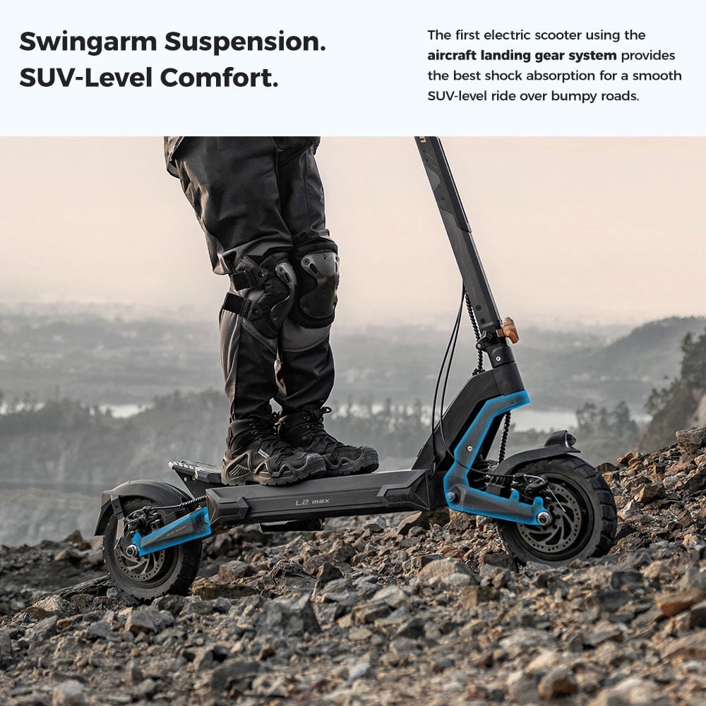 Ausom L2 Max Dual Motor Electric Scooter for Adults, Off-Road E-Scooter with Dual Suspension and Smart LCD Display (Grey, 287 lb Capacity) 1c7gi