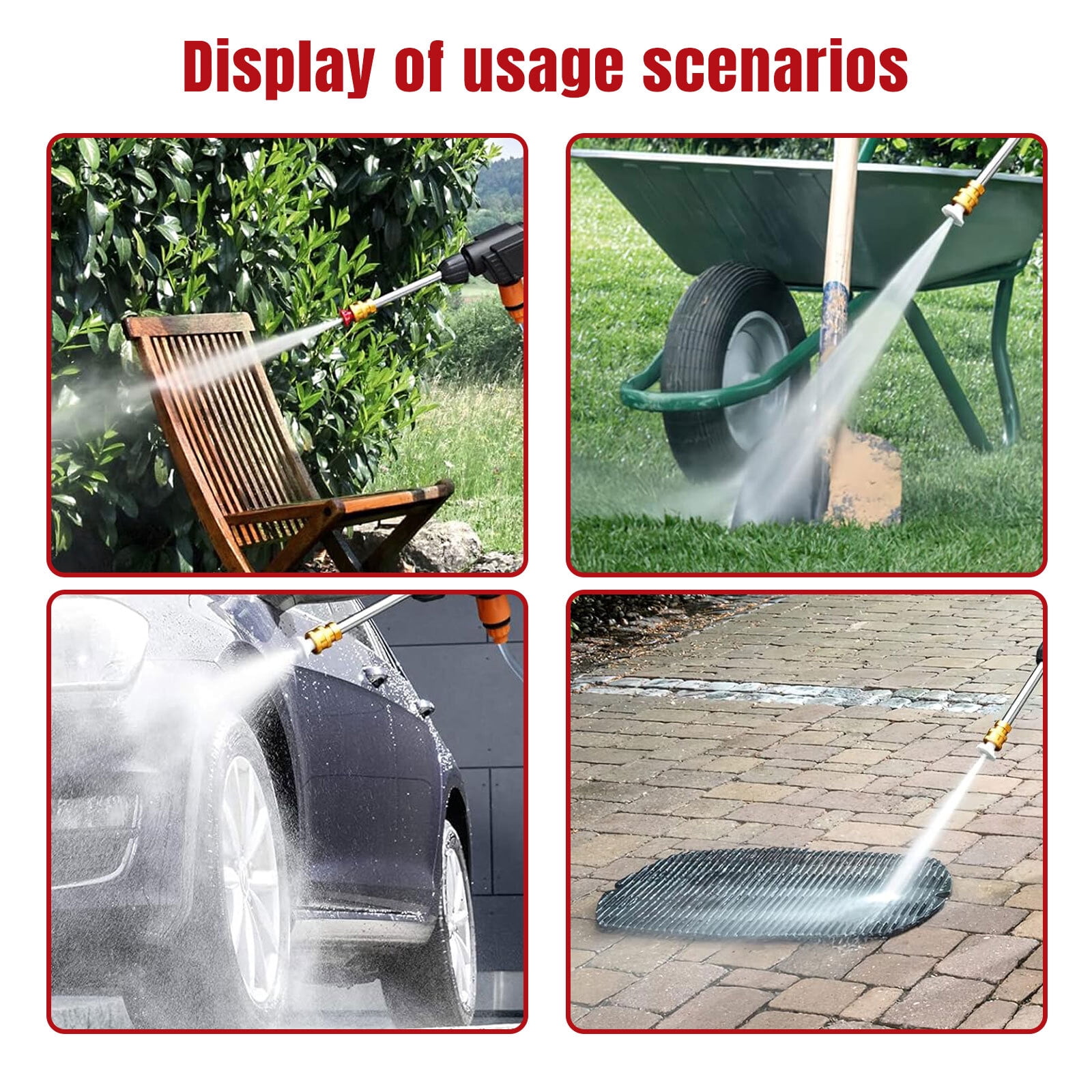 DFITO Cordless Power Pressure Washer, Portable High-Pressure Cleaner with 3-in-1 Adjustable Nozzle and 16.4 ft Hose (21V, 2.4Ah Battery) 96zxd