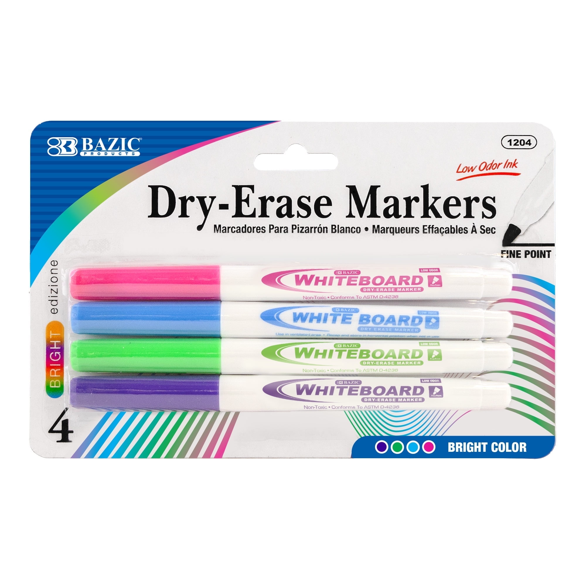 BAZIC Dry Erase Markers Fine Tip Vivid Ink (Assorted Colors, 96-Pack) 3o5dt