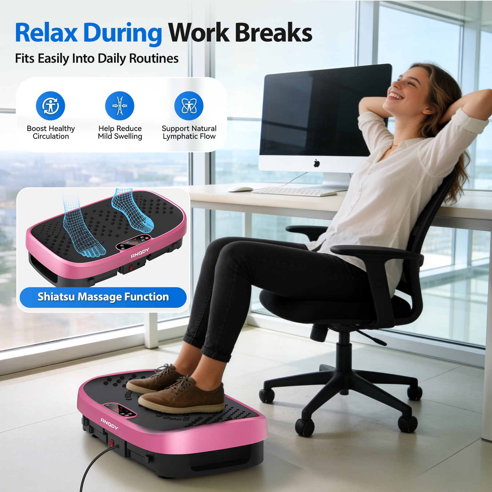 Anqdy Vibration Plate Exercise Machine with Magnetic Acupoints and LCD Display (Pink, 22 in x 14 in x 6 in) pn9ge
