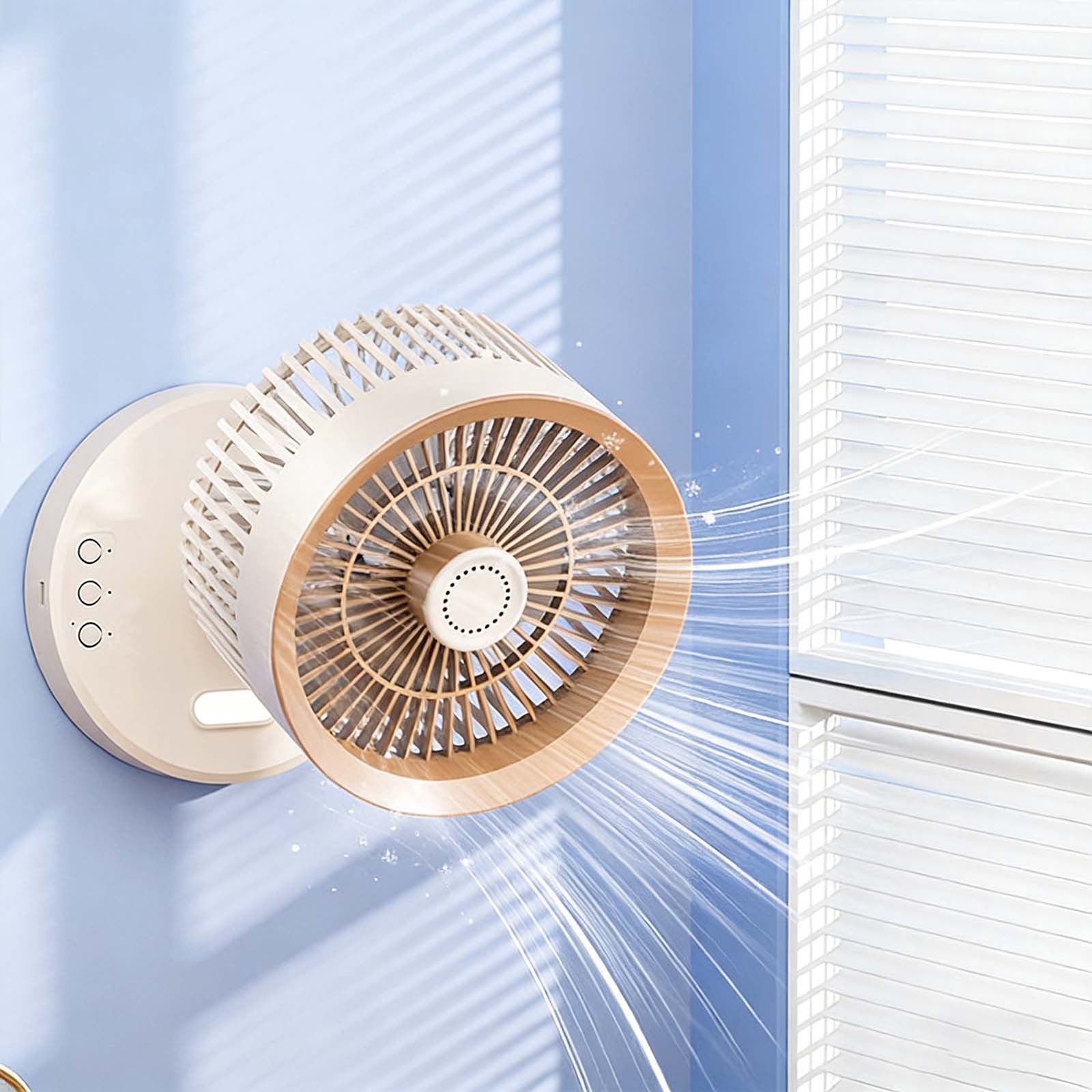 Specollect Oscillating Desk Fan with Remote Control, Quiet Brushless Motor, Night Light and Aromatherapy (Beige, 1 Pack) zrd3v