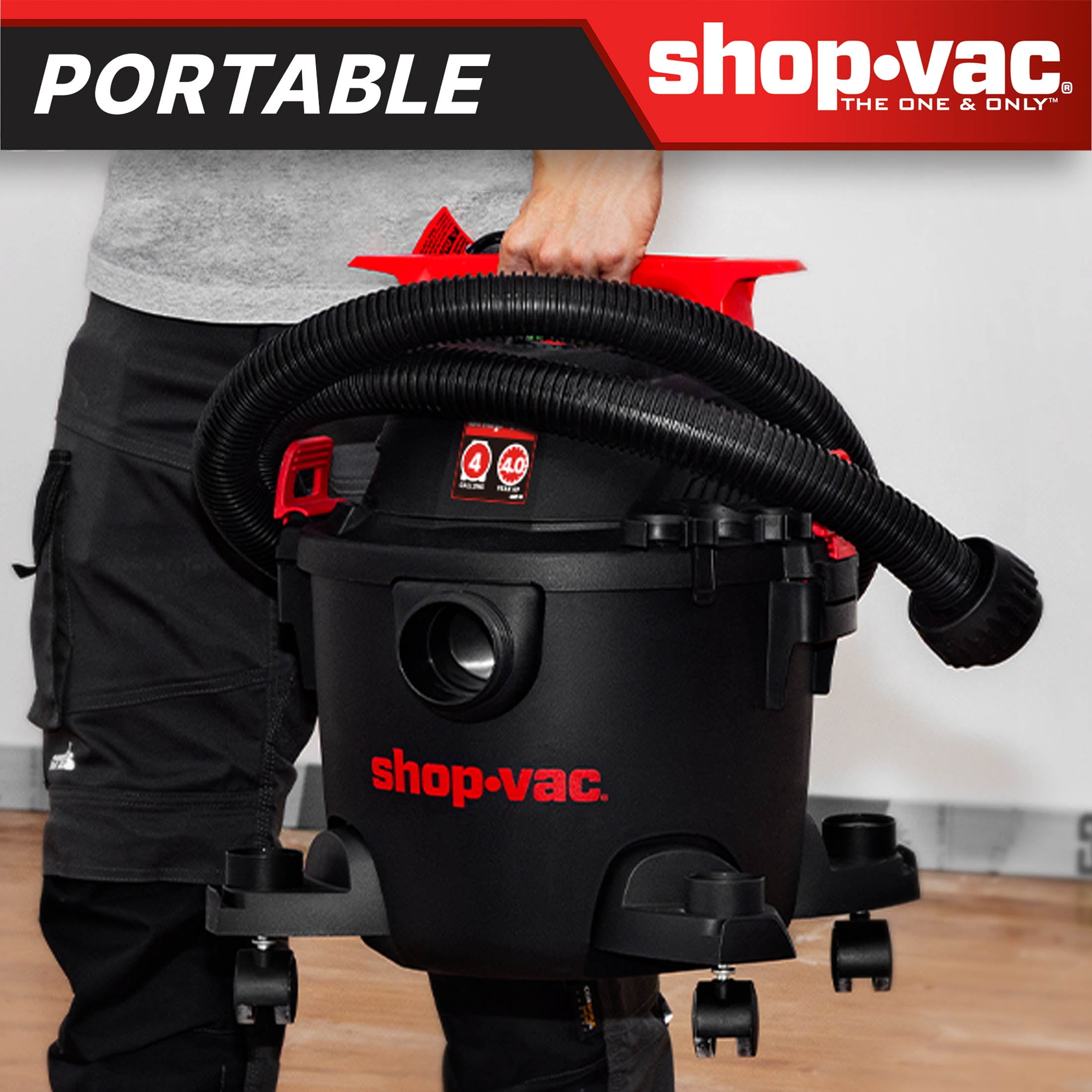Shop-Vac Wet Dry Vacuum Cleaner with 4 Gallon Tank and Onboard Tool Storage (Black, 4 Gallon) vmoik