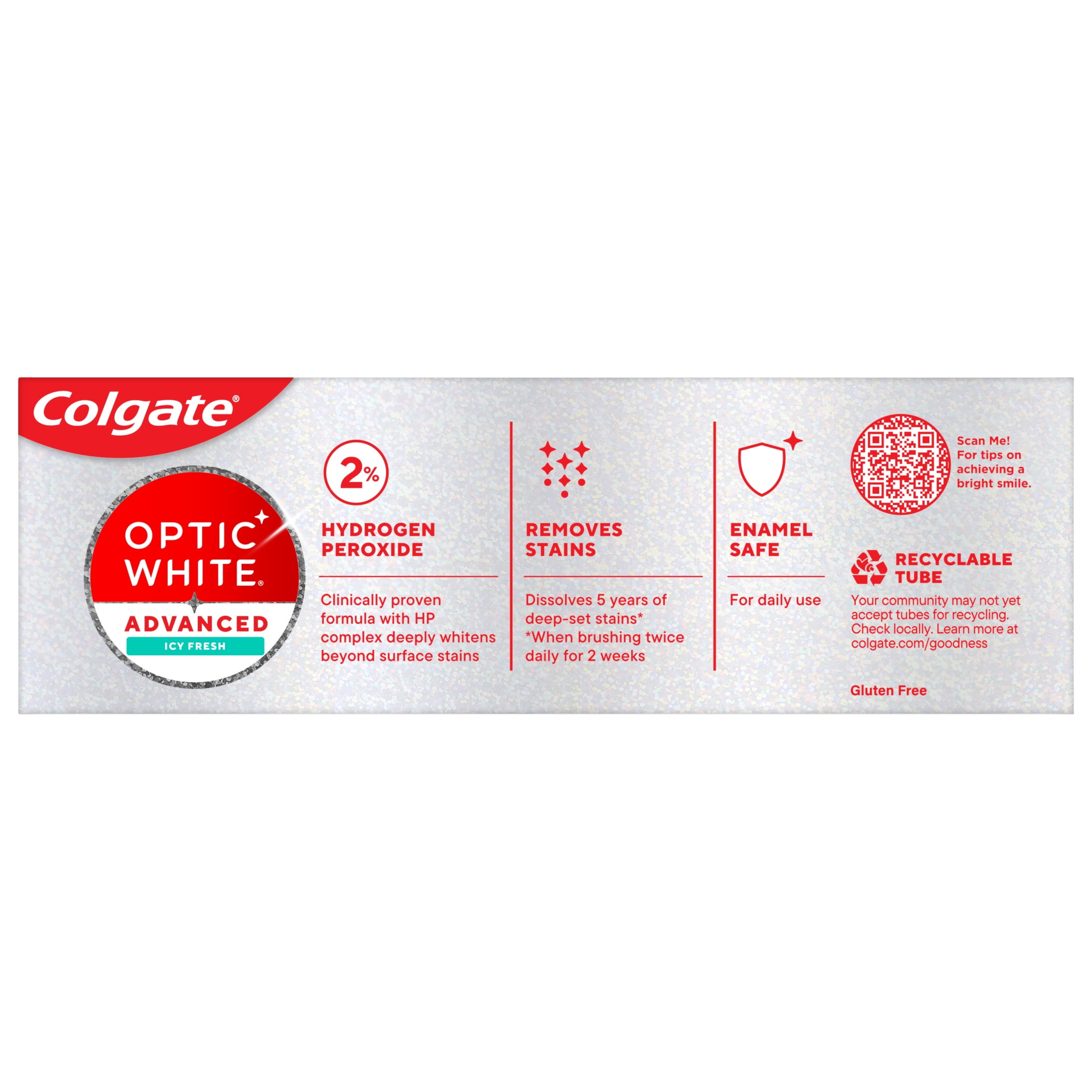 Colgate Optic White Advanced Teeth Whitening Toothpaste, Enamel-Safe Formula (Icy Fresh, 3.2 oz) s5pi5