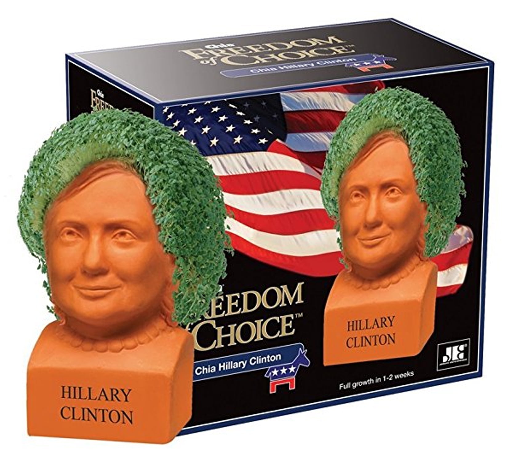 As Seen on TV Chia Pet Decorative Pottery Planter, Hillary Clinton Novelty Growing Kit (3 Plantings) xs9q8
