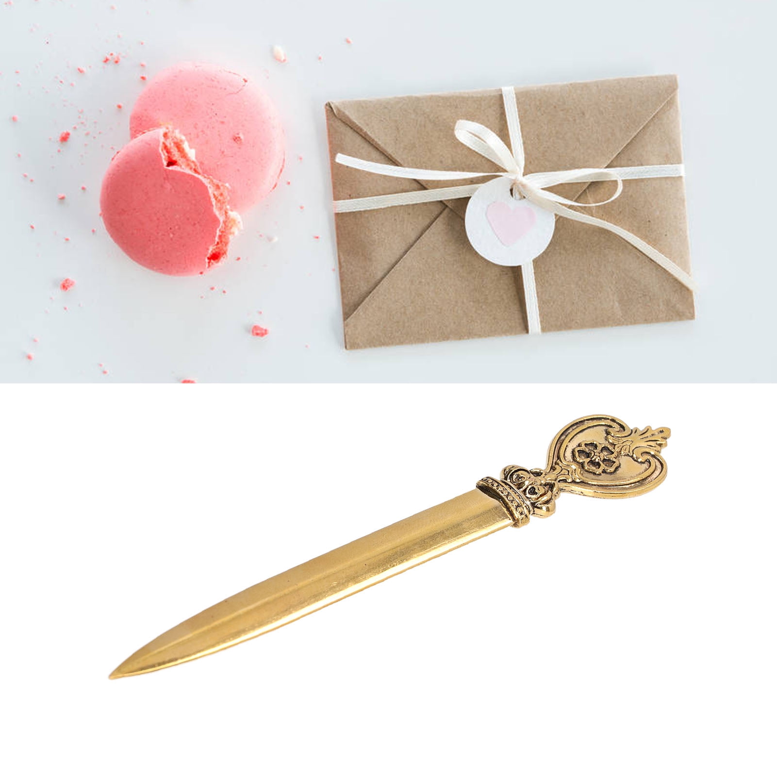 Mgaxyff Retro Elegant Letter Opener, Decorative Zinc Alloy Envelope Slitter (Gold, 6 in) mpr8m