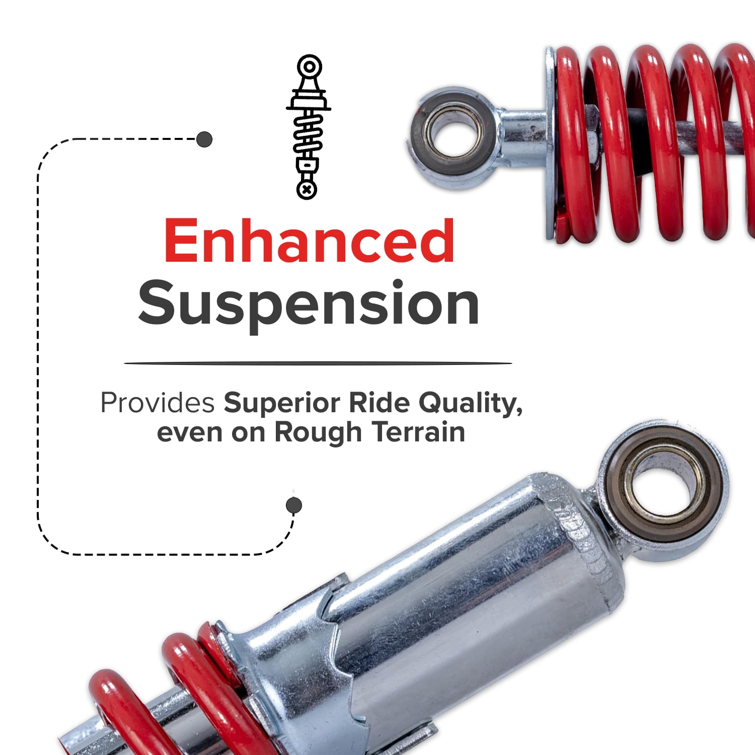 AlveyTech Adjustable Suspension Shock Absorber for Go-Karts and Mini Bikes (Red, 12 in, Set of 2) 31jnj