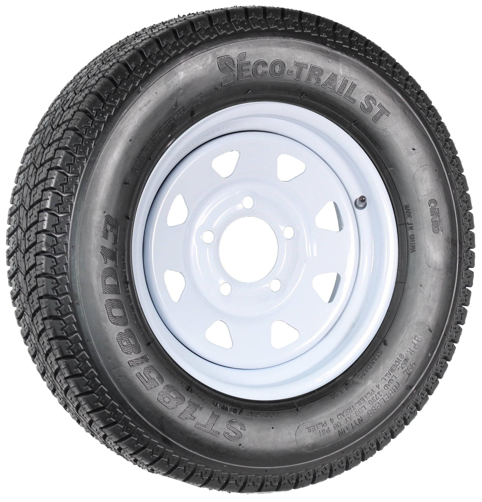 eCustomRim Trailer Tire and Rim Assembly (ST185/80D13, Load Range C, 5 Lug, White, 13 in) 0icxm