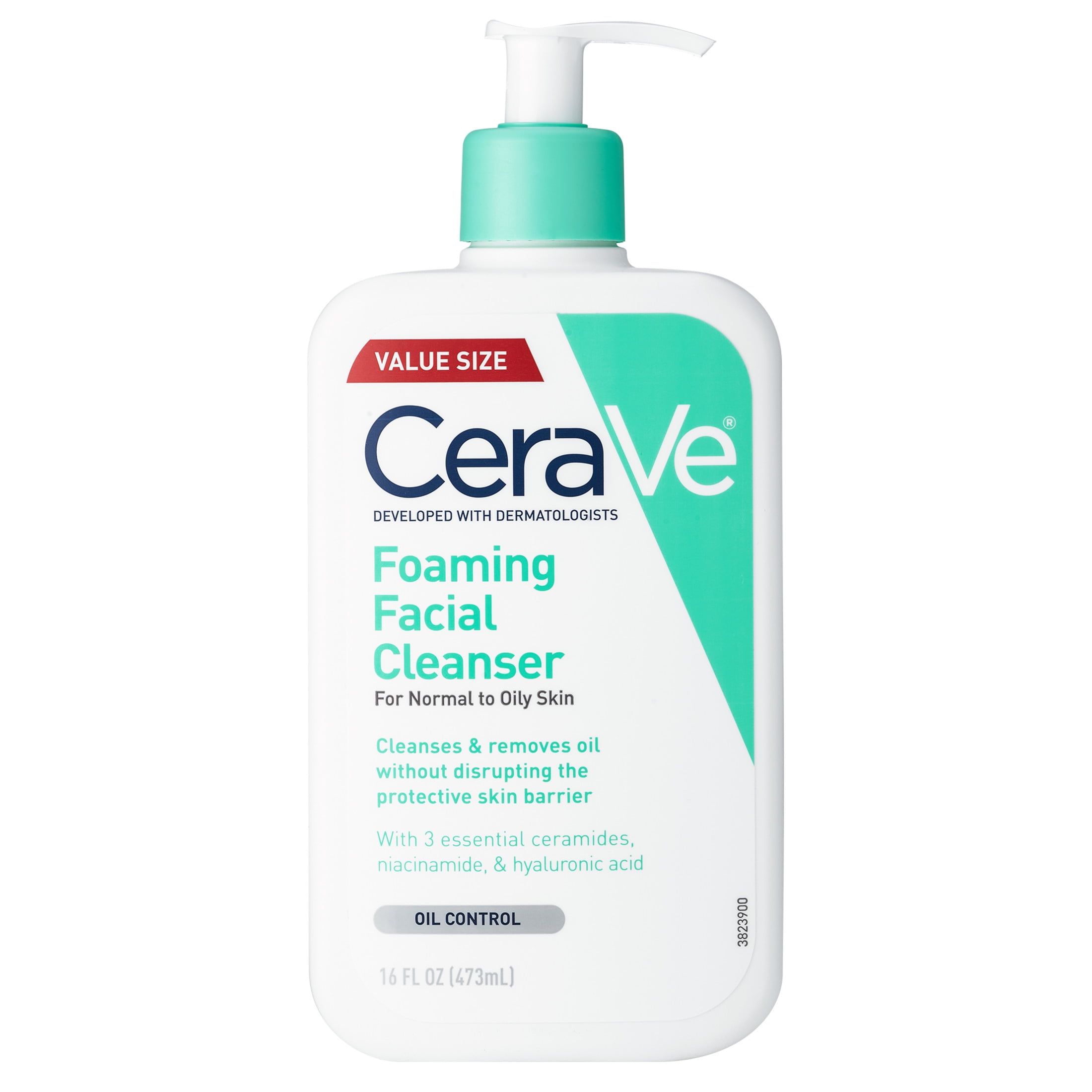CeraVe Foaming Facial Cleanser Oil Control Face & Body Wash for Normal to Oily Skin (16 fl oz) avfqa