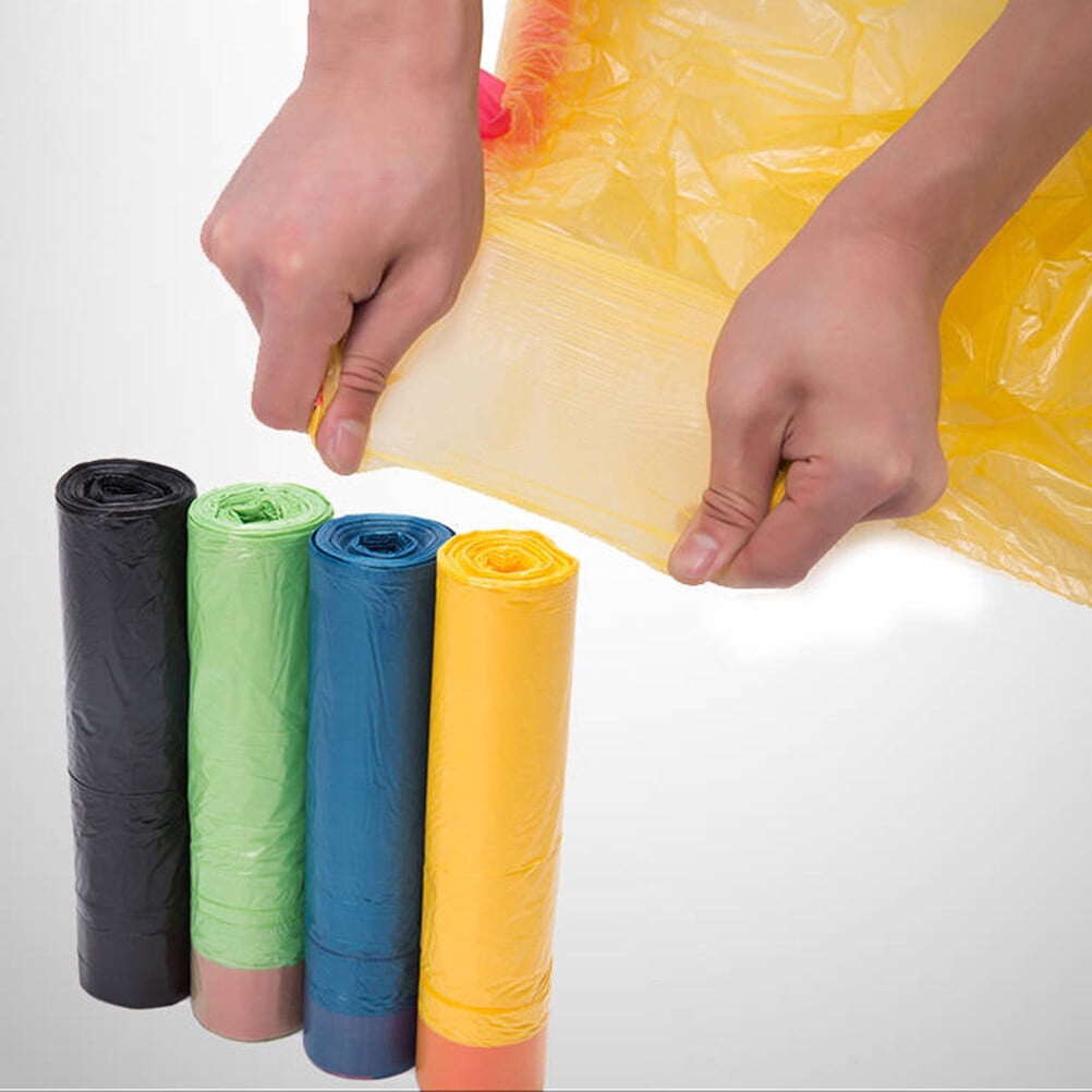 SCHWASO Colored Drawstring Garbage Bags Heavy-Duty Recycling Liners (Mixed Color, 90 Count) btht6