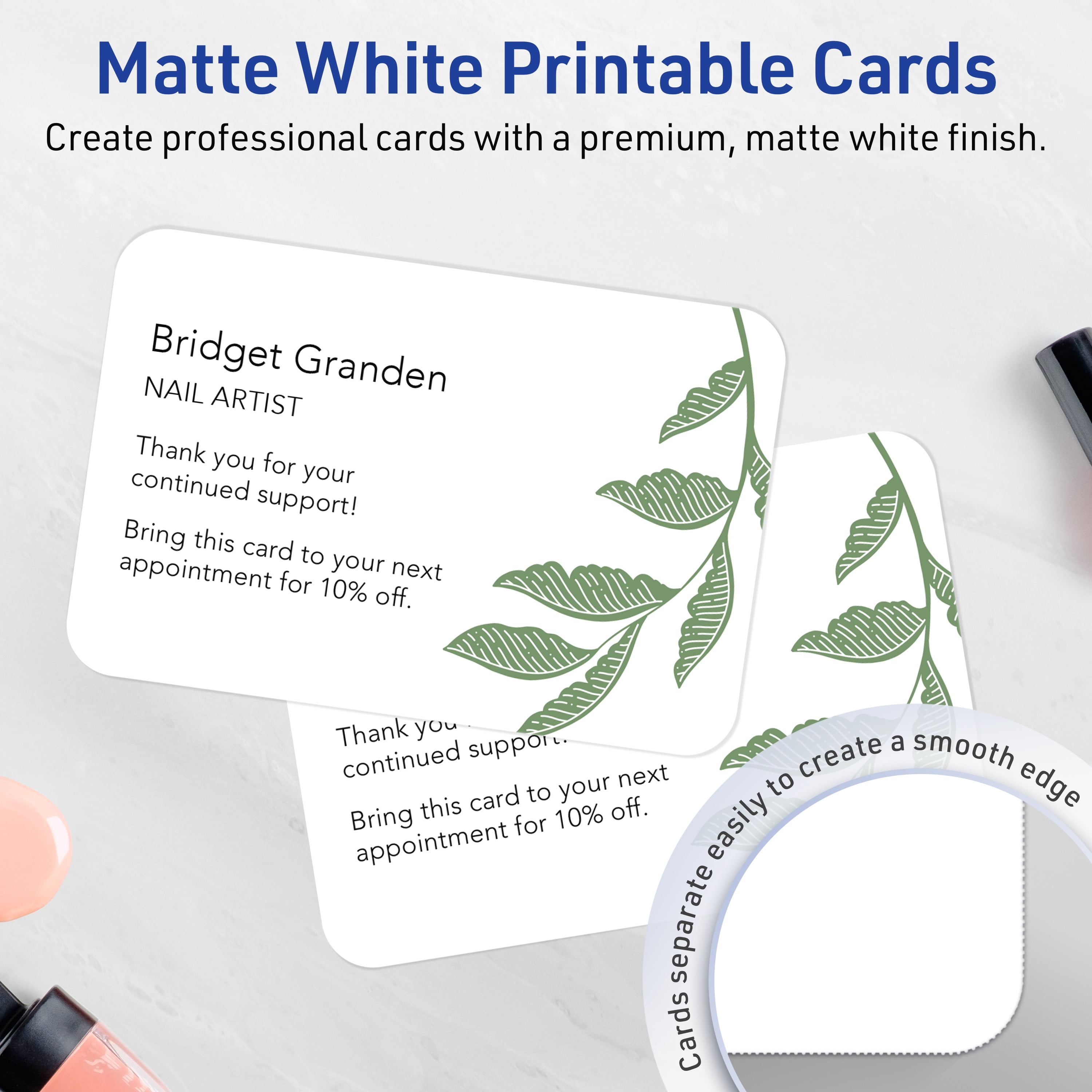 Avery Printable Cards with Rounded Corners (Matte White, 4 in x 6 in, 20 Count) qlv1c - Image 2