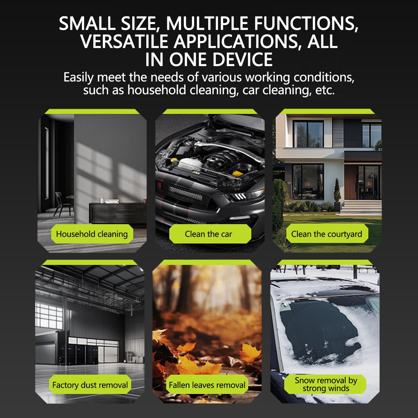 IPEWLEX Handheld Cordless Leaf and Snow Blower, High-Velocity Airflow for Car and Garden Cleaning (Black, 1 Unit) tbaky