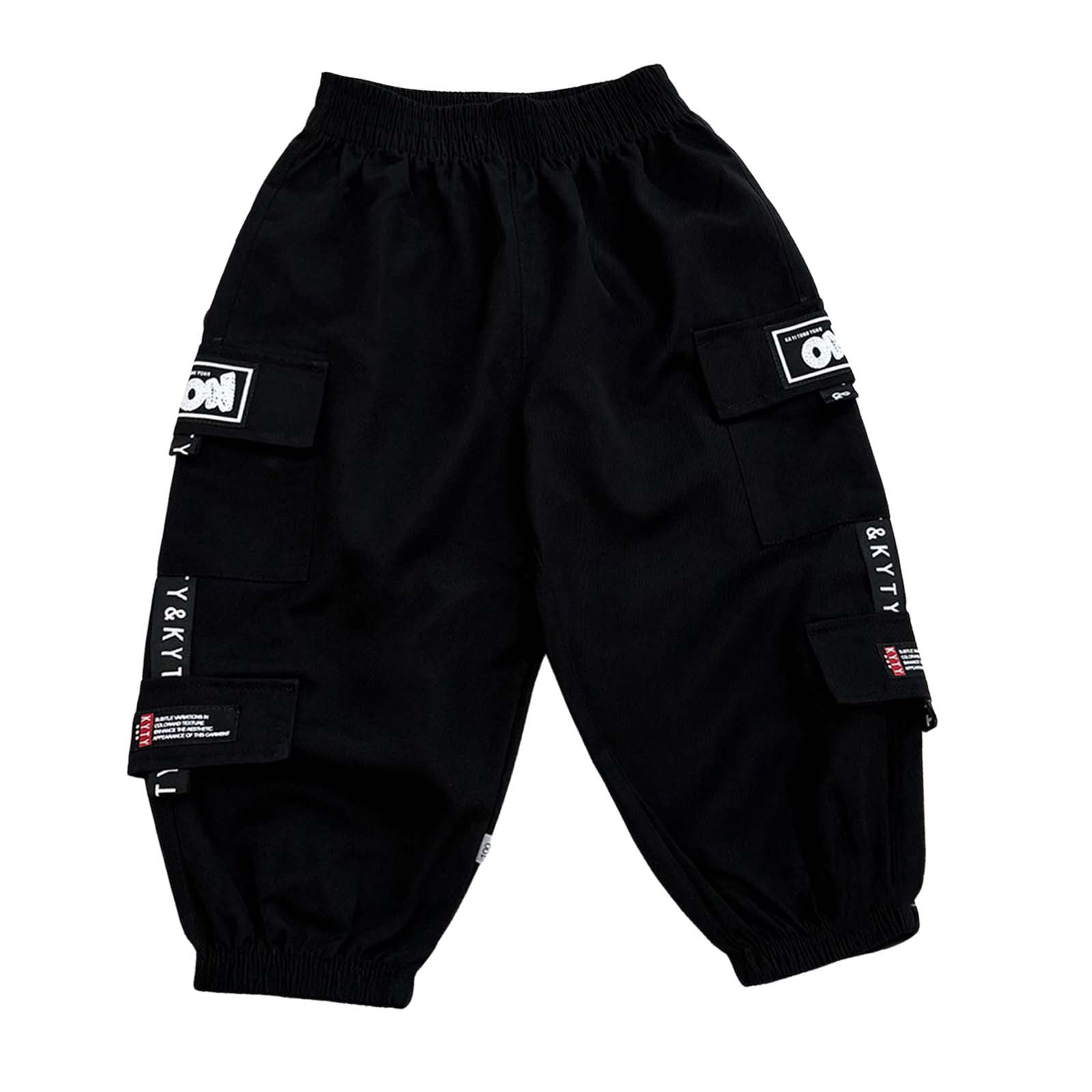 Lauty Boys Active Jogger Pants Elastic Waist Drawstring Sweatpants with Pockets (Black, Size 8) reeiy